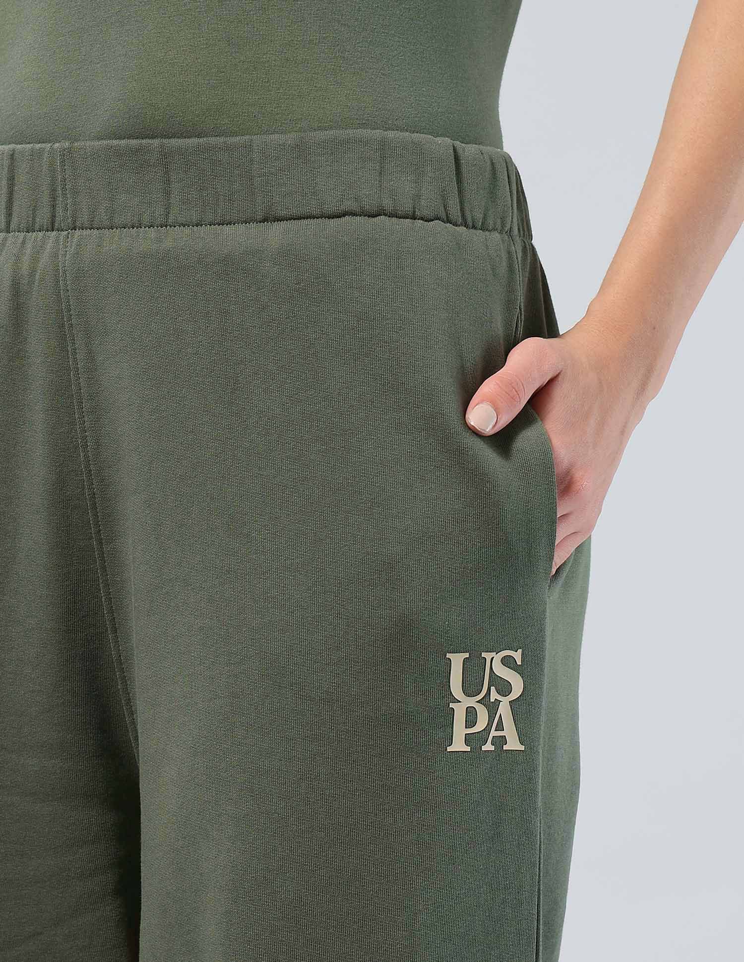 Mid Rise Barrel Fit Lounge Trousers Green - U.S. POLO ASSN. | Large
