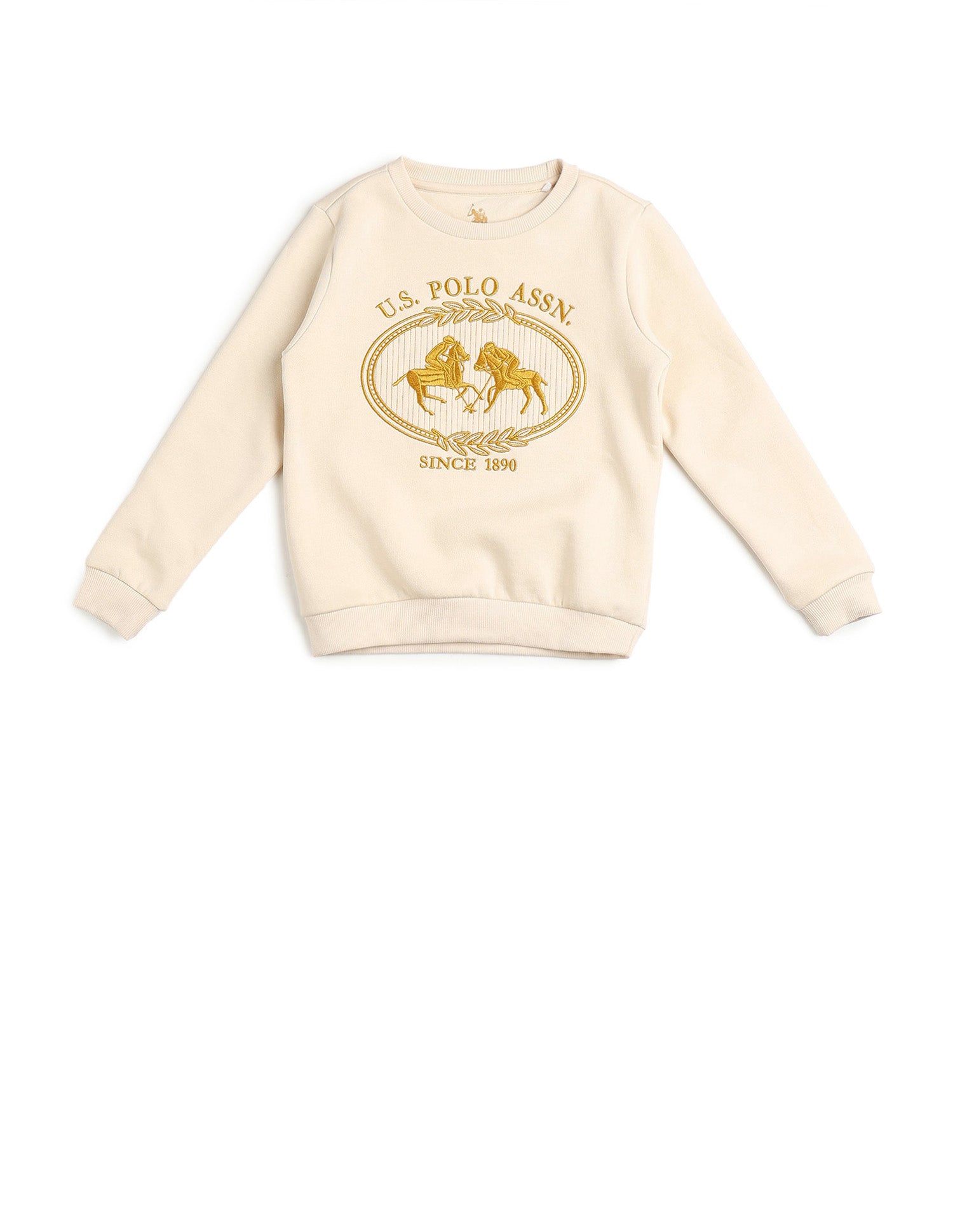 Boys Graphic Brand Embroidered Regular Fit Sweatshirt Ecru - U.S. POLO ASSN. | Large