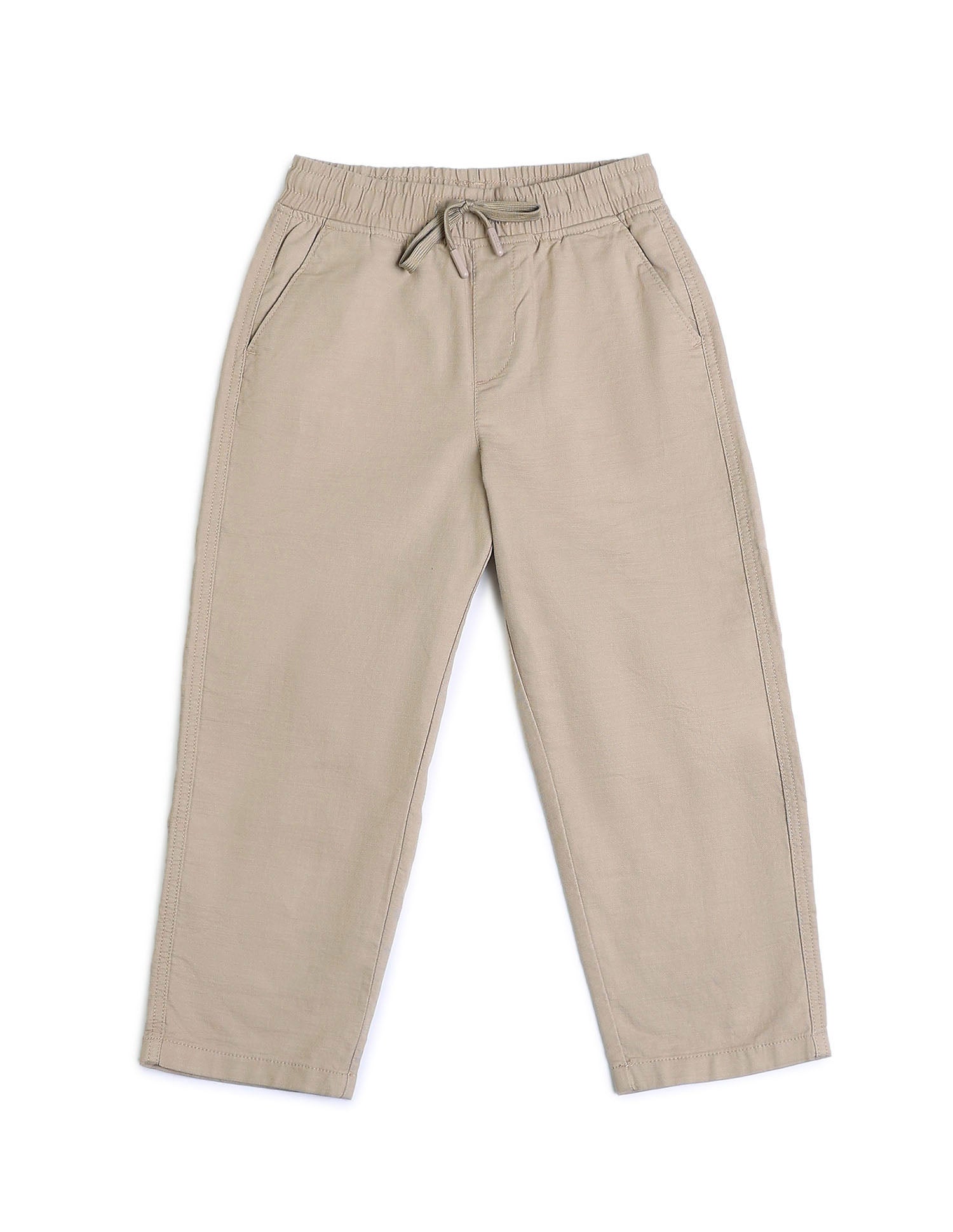 Boys Solid Relaxed Fit Trousers Light Khaki - U.S. POLO ASSN. | Large