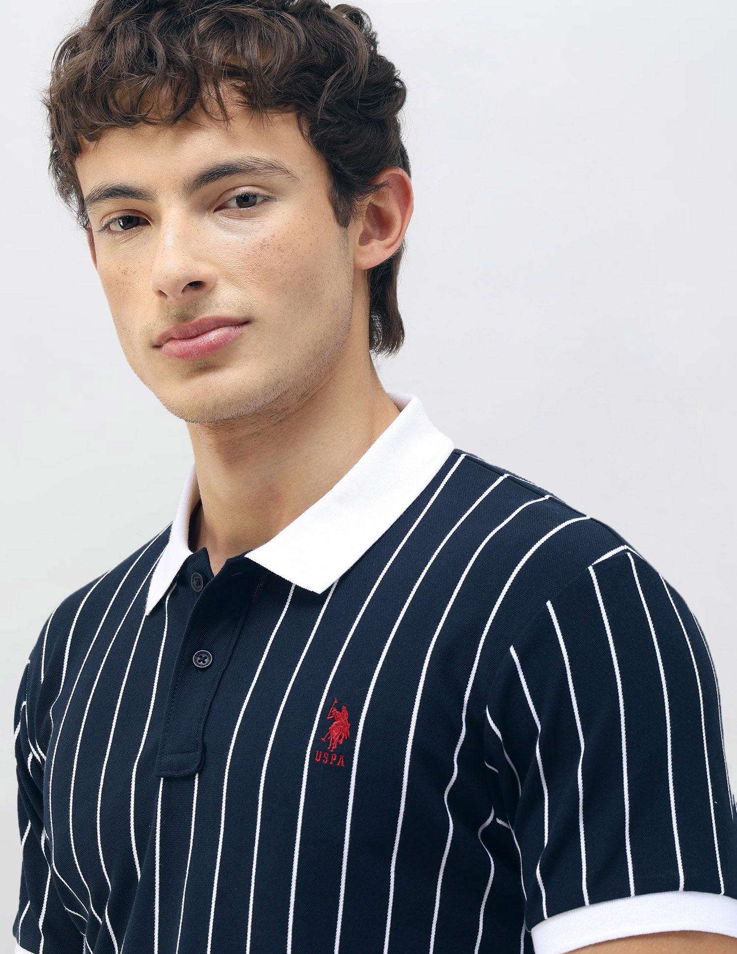 New Port Marina Vertical Striped Polo Shirt Navy - U.S. Polo Assn. India | Large