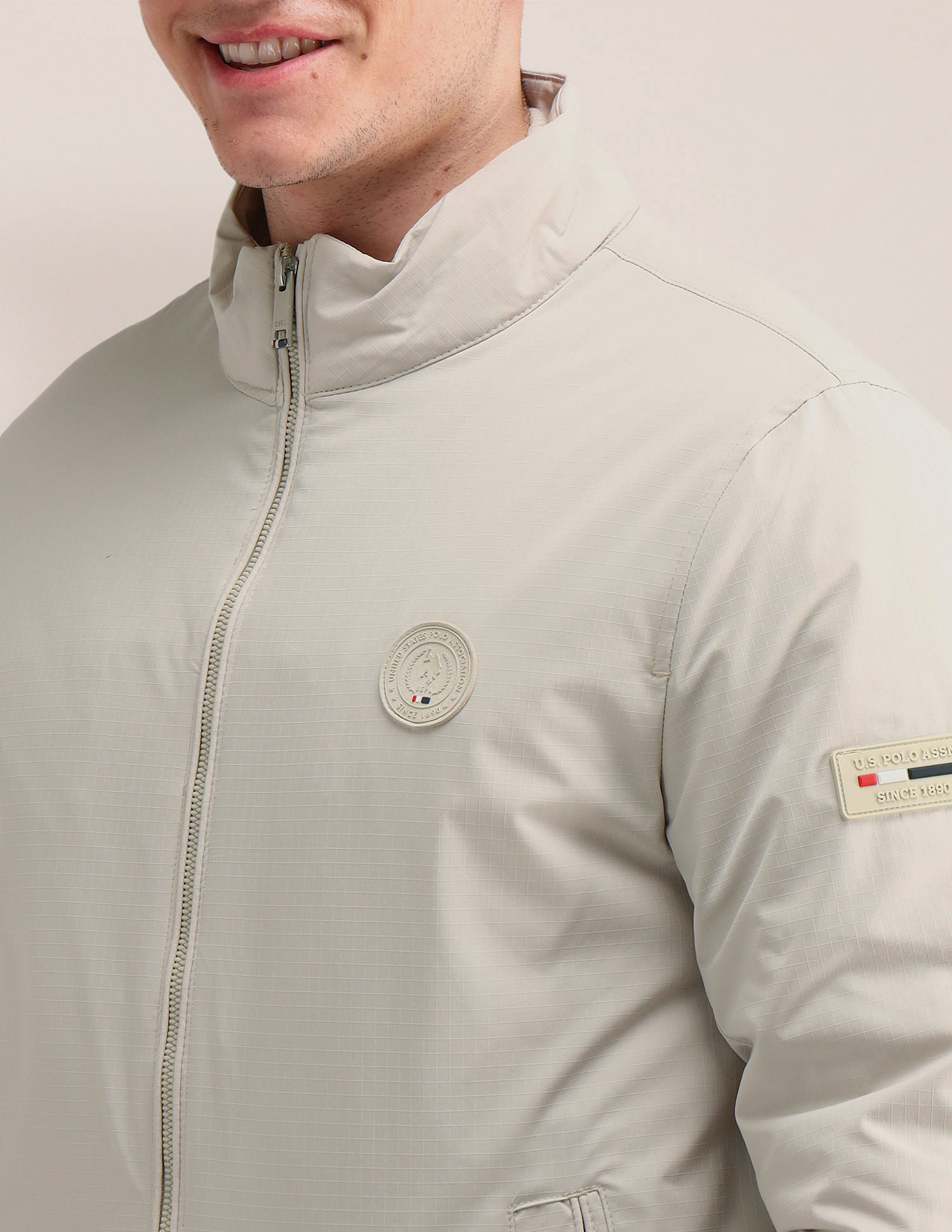 Regular Fit Solid Casual Jacket Off White - U.S. POLO ASSN. | Large