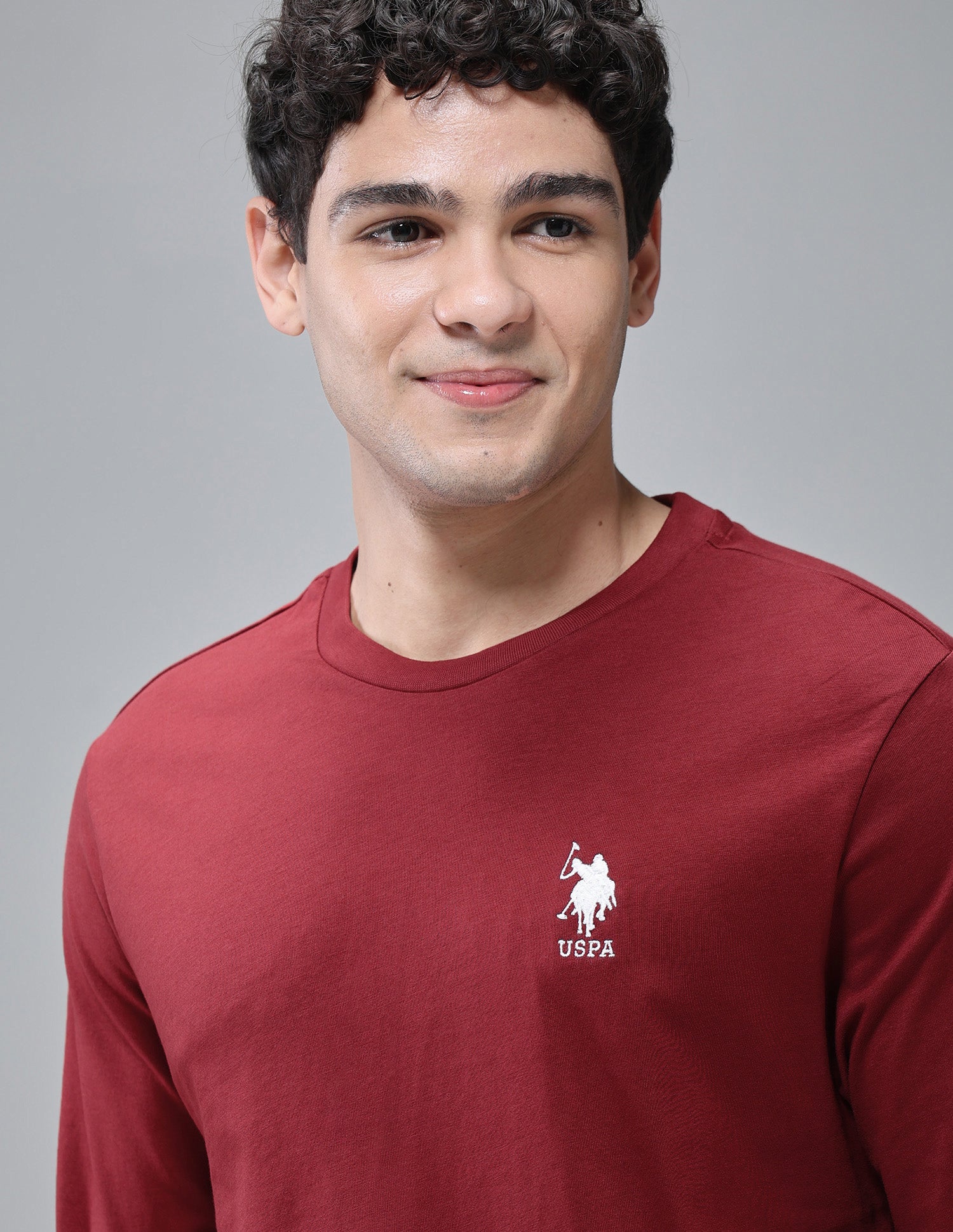 Pure Cotton Long Sleeve I693 Lounge T-Shirt - Pack Of 1 Red - U.S. Polo Assn. India | Large
