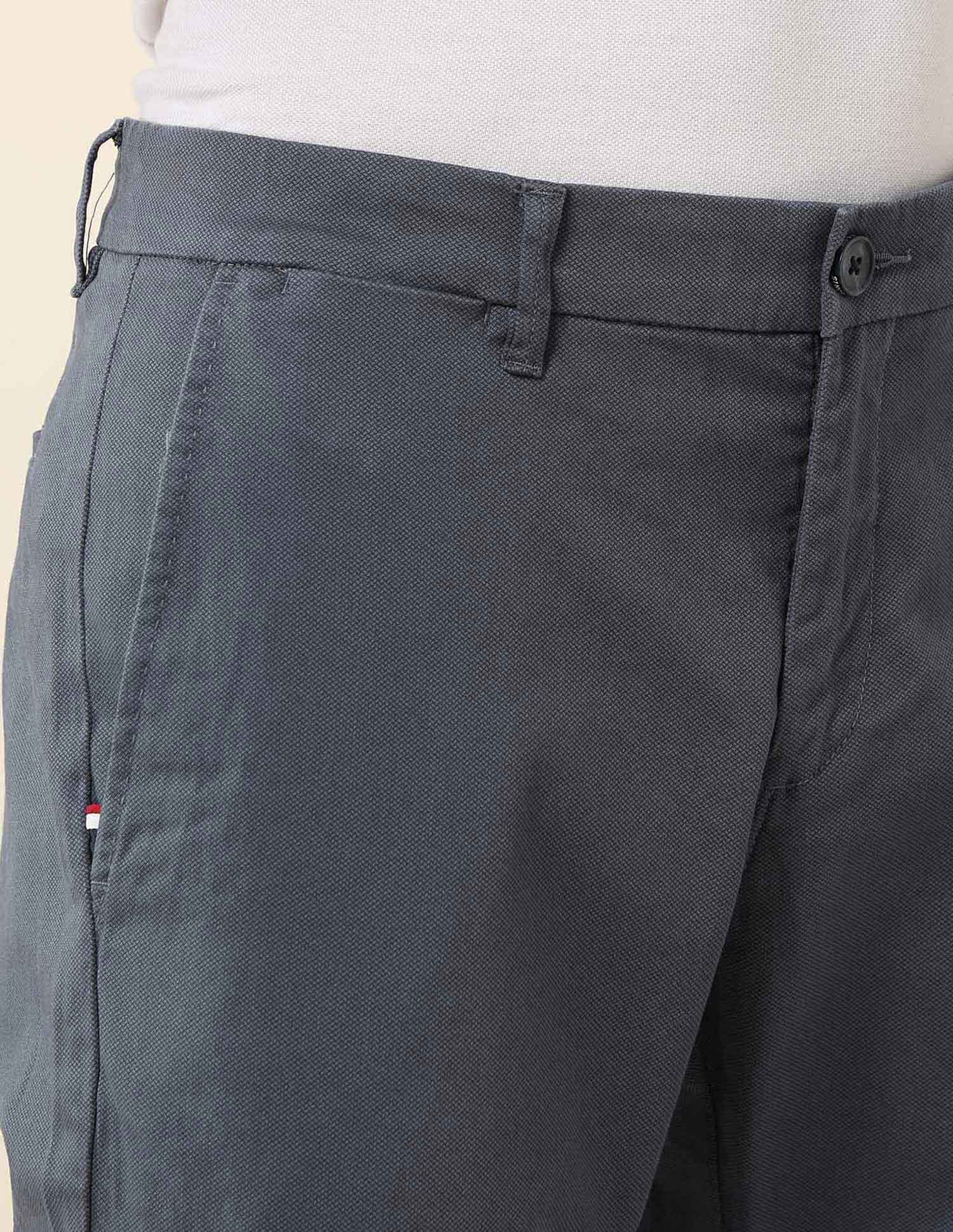 Textured Austin Slim Fit Twill Trousers Grey - U.S. Polo Assn. India | Large