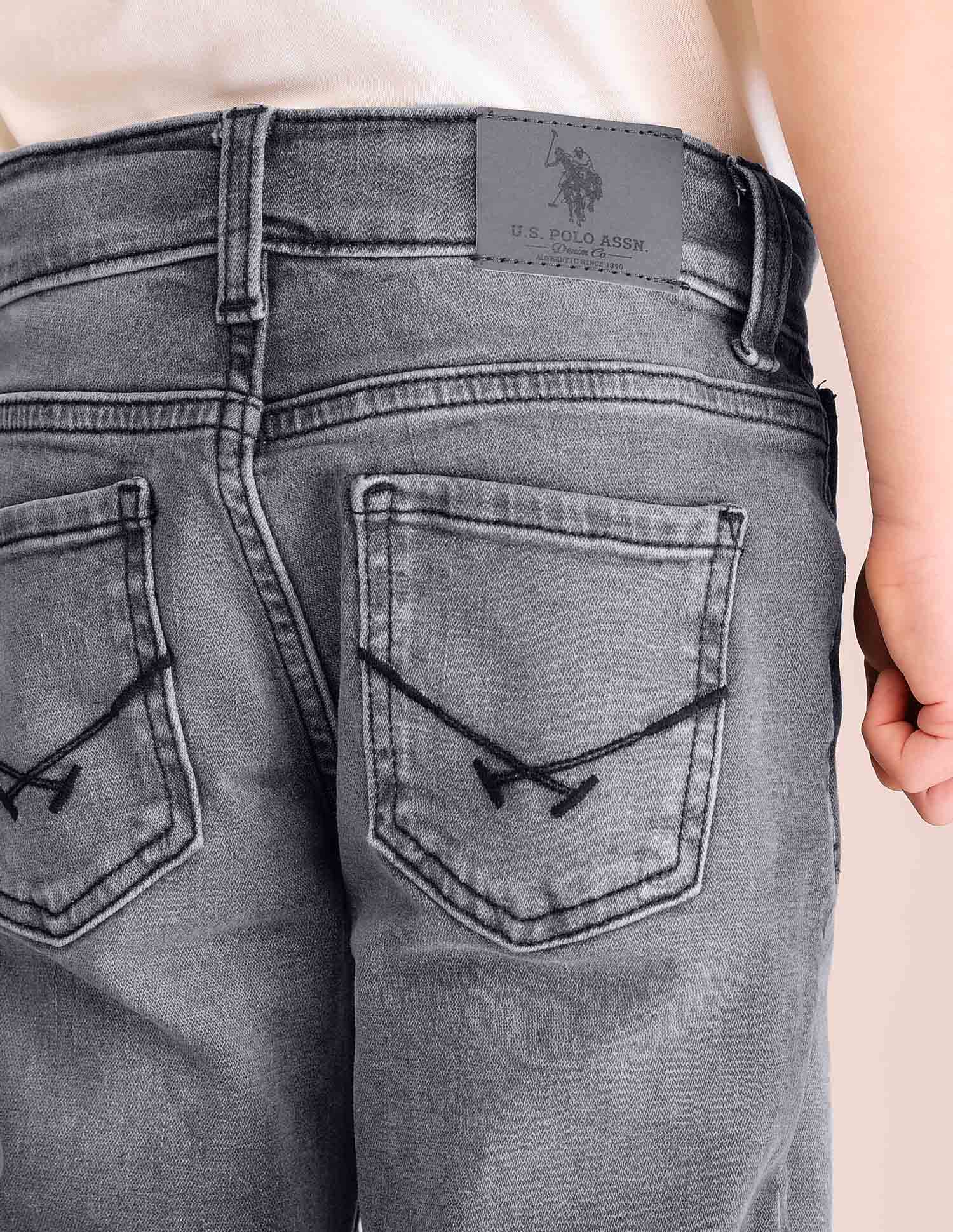 Boys Mid Rise Relaxed Fit Jeans Grey - U.S. POLO ASSN. | Large