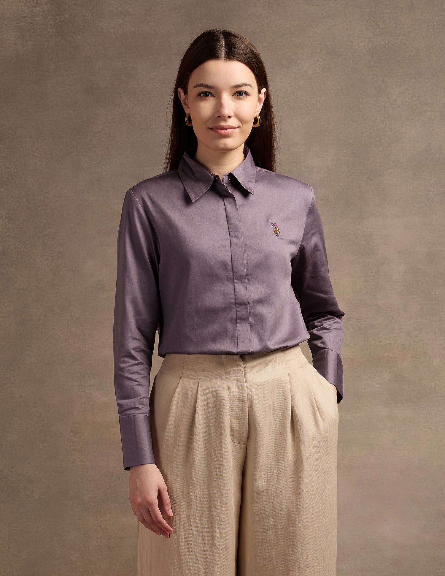 Regular Fit Satin Shirt Mauve - U.S. POLO ASSN. | Large