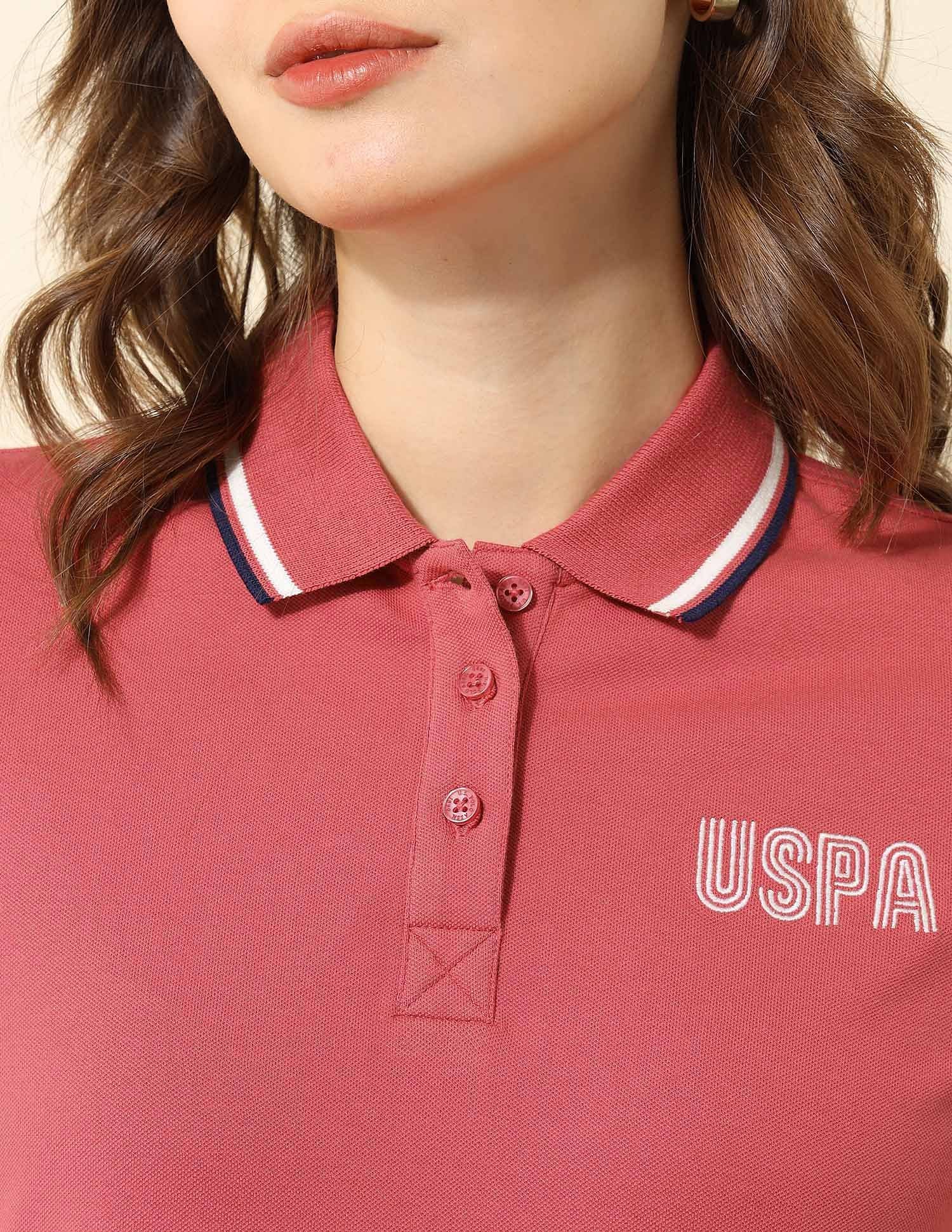 Tipped Collar Regular Fit Polo Shirt Pink - U.S. POLO ASSN. | Large