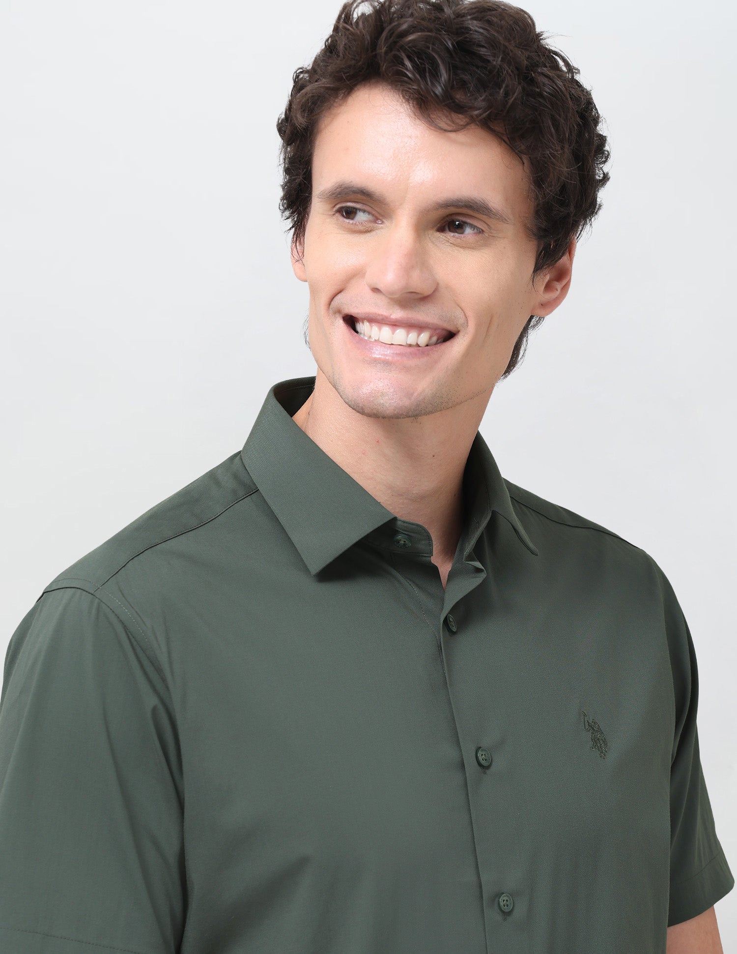 Solid Regular Fit Shirt Dark Green - U.S. Polo Assn. India | Large