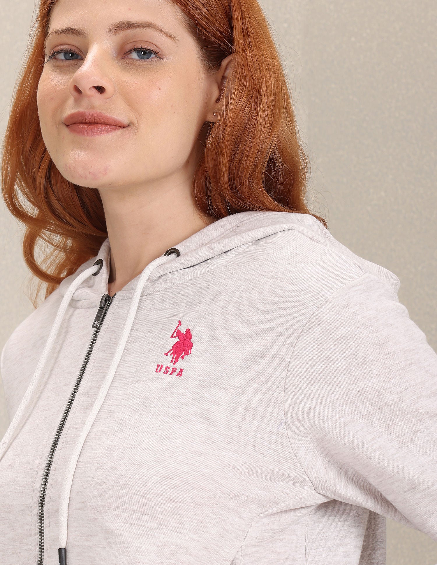 Heathered Hooded Sweatshirt Light Grey - U.S. Polo Assn. India | Large