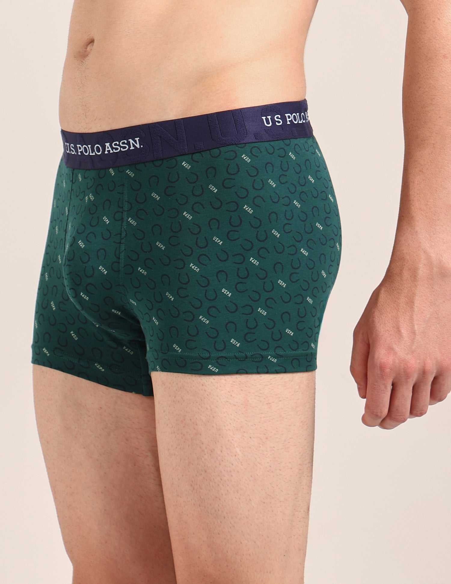 Printed Cotton Stretch Essential OET23 Trunk - Pack Of 2 Bistro Green/Pale Olive Green - U.S. Polo Assn. India | Large
