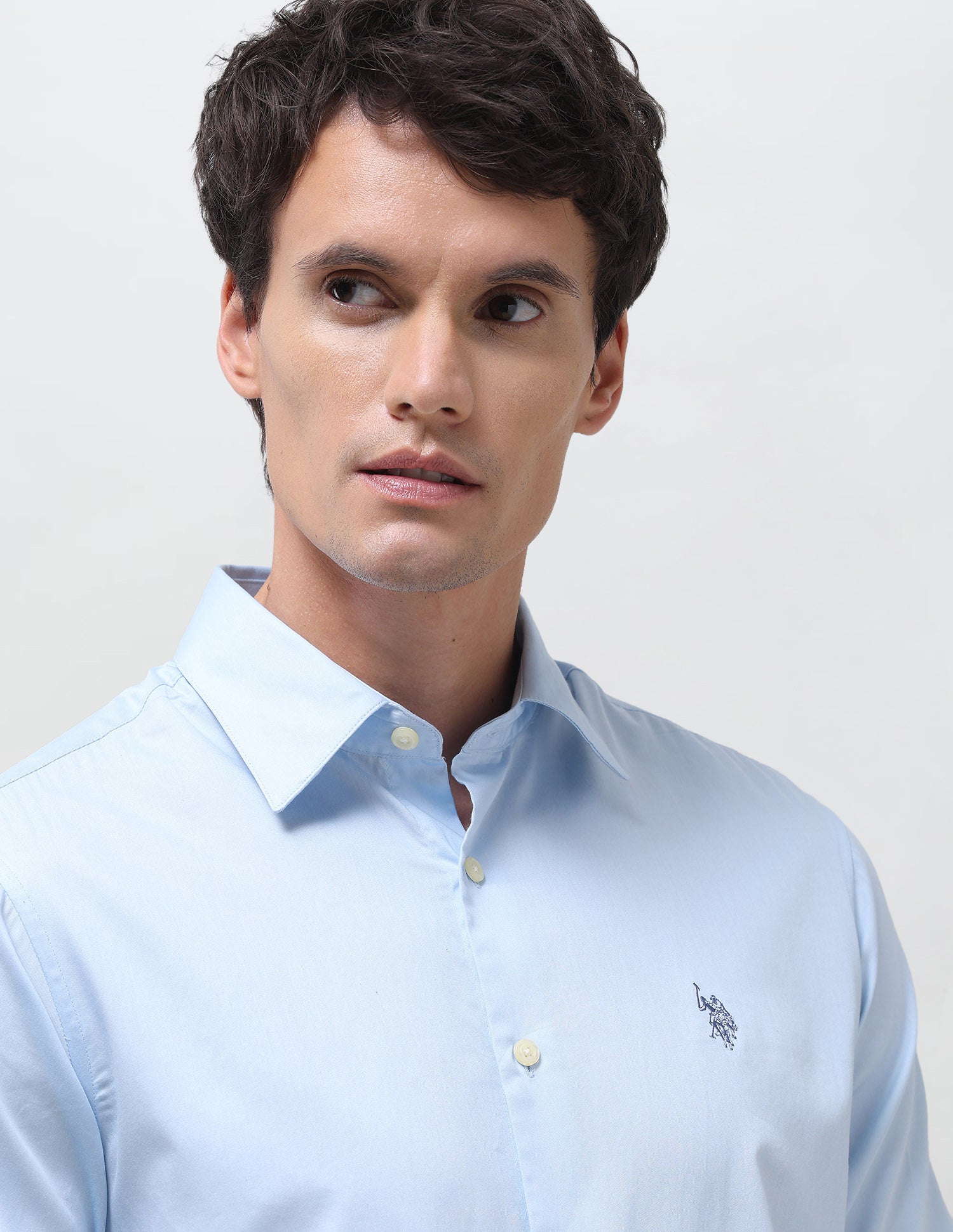 Satin Solid Shirt Light Blue - U.S. Polo Assn. India | Large