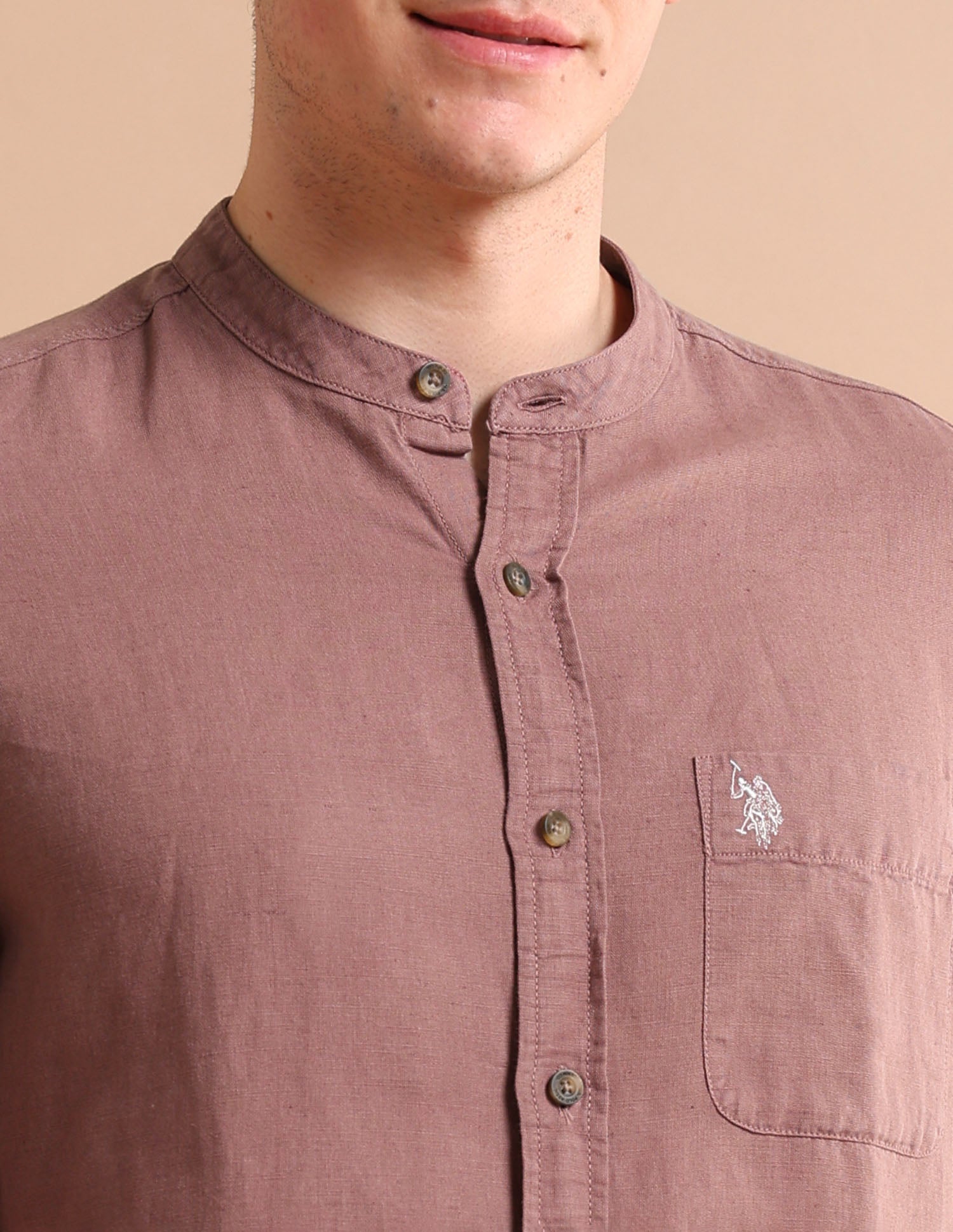 Dyed Linen Shirt Dusty Rose - U.S. POLO ASSN. | Large