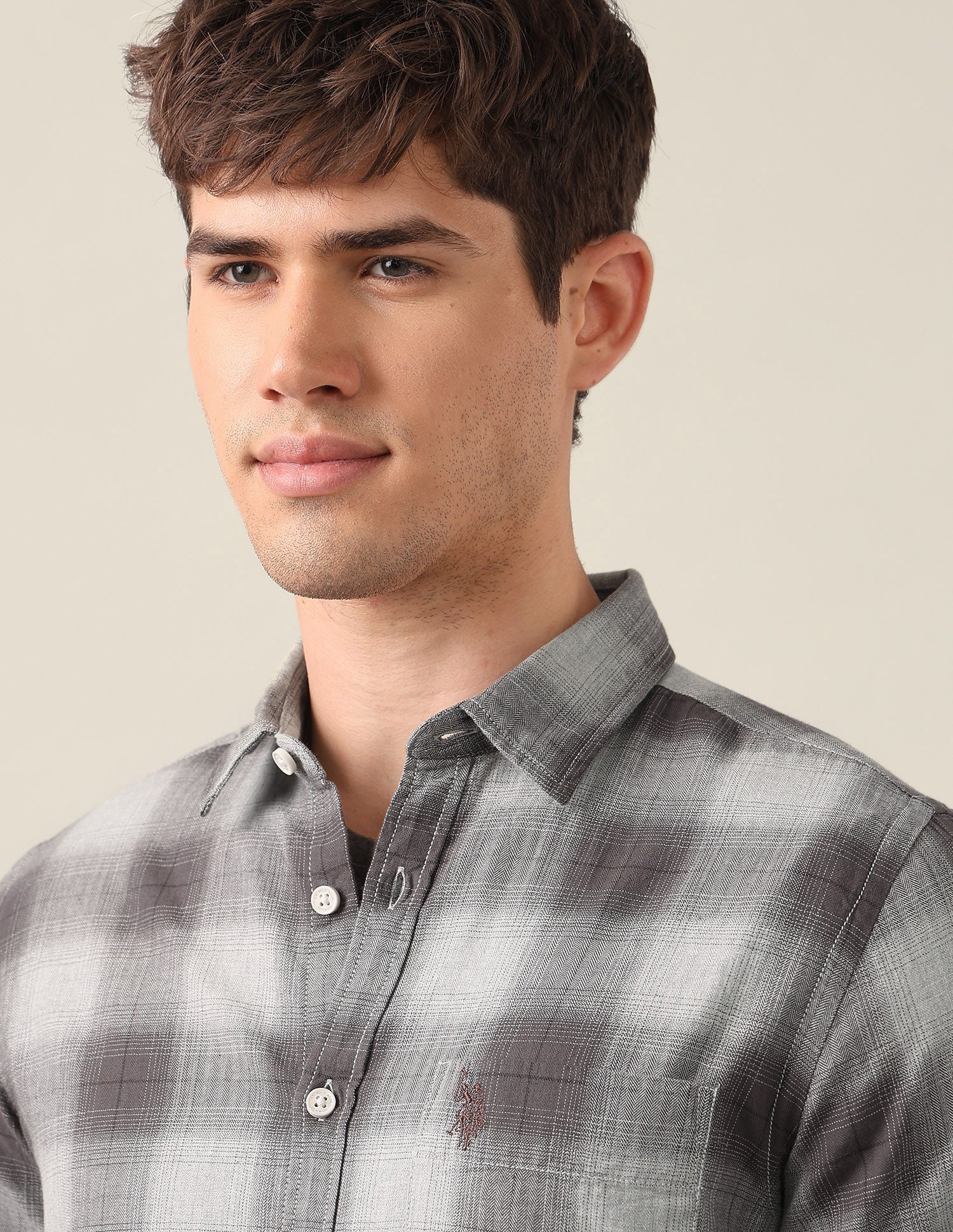 Plaid Checked Twill Shirt Light Brown - U.S. Polo Assn. India | Large