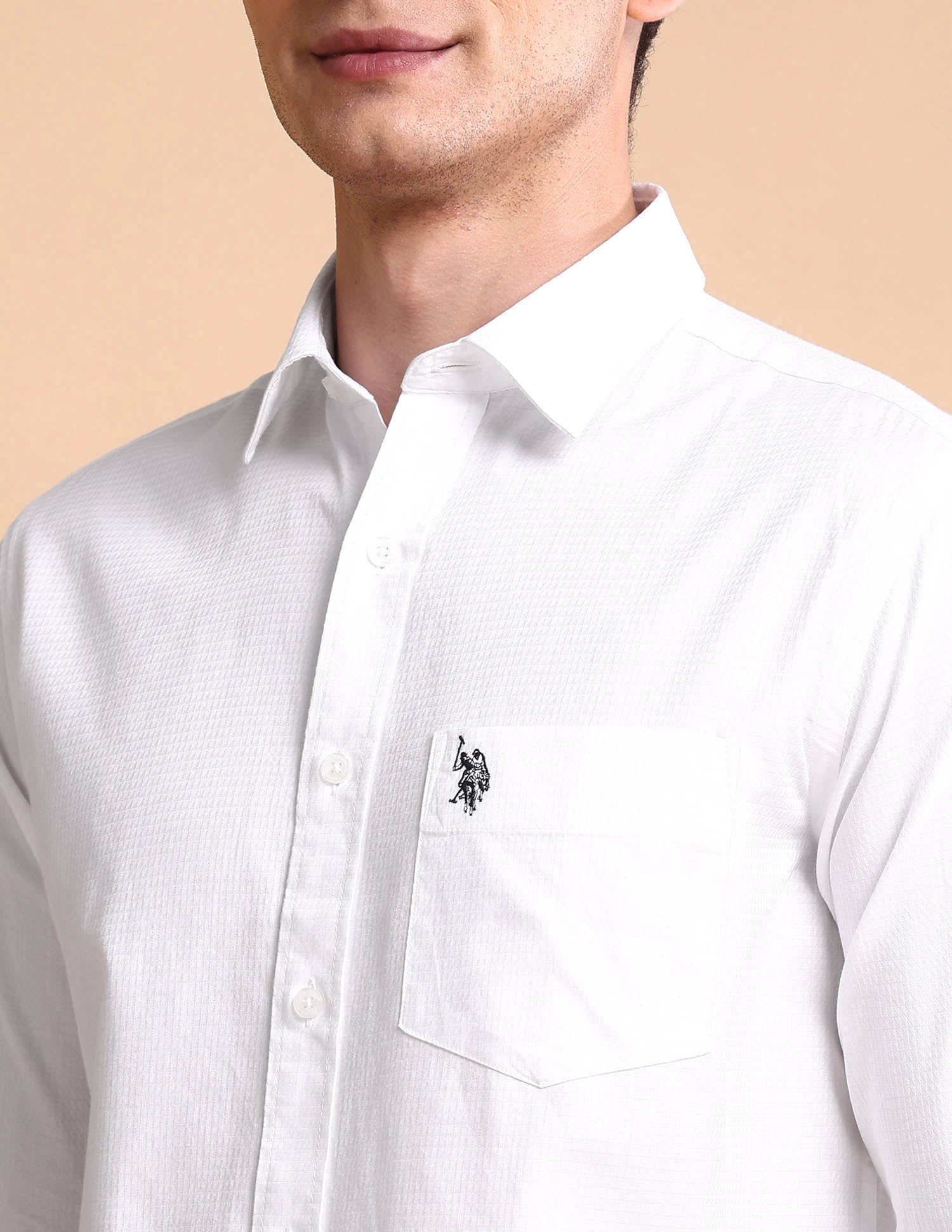 Pure Cotton Tailored Fit Shirt White - U.S. POLO ASSN. | Large