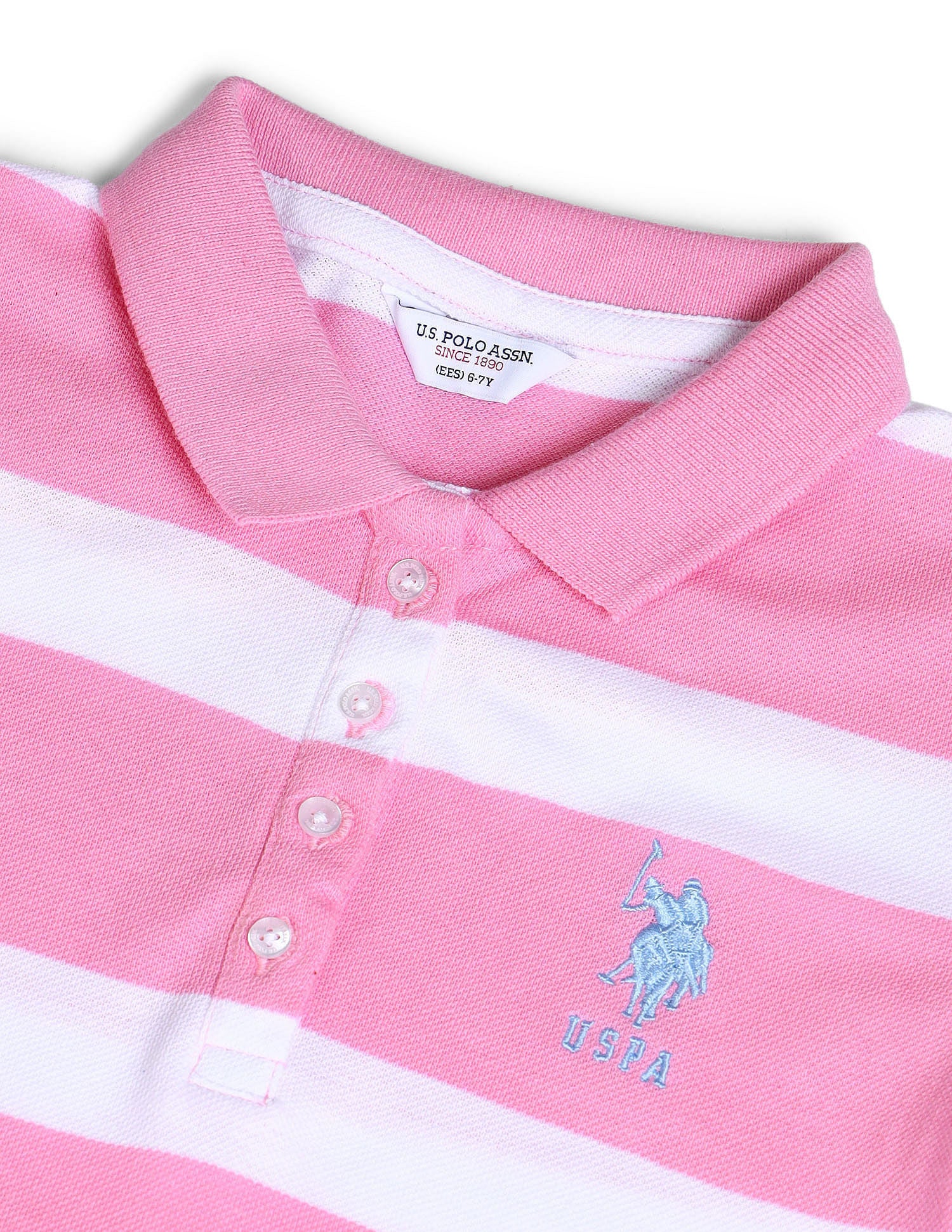 Girls Striped A-line Dress Light Pink - U.S. POLO ASSN. | Large