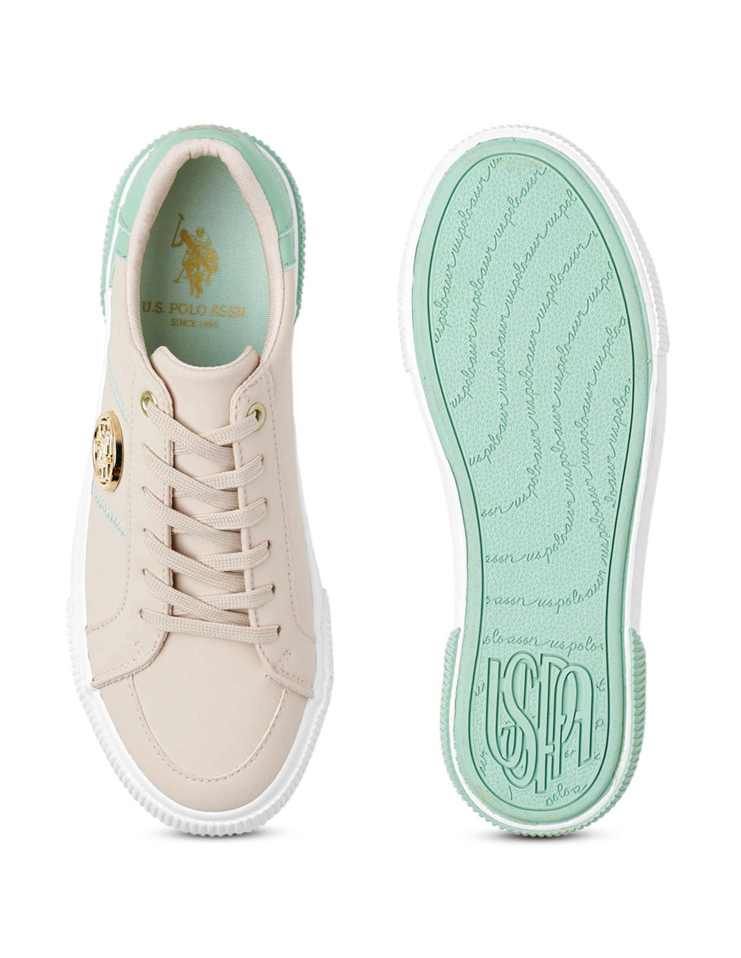 U.S. Polo Assn. Women Katy 3.0 Colourblock Sneakers with Textured Sole Light Green - U.S. POLO ASSN. | Large