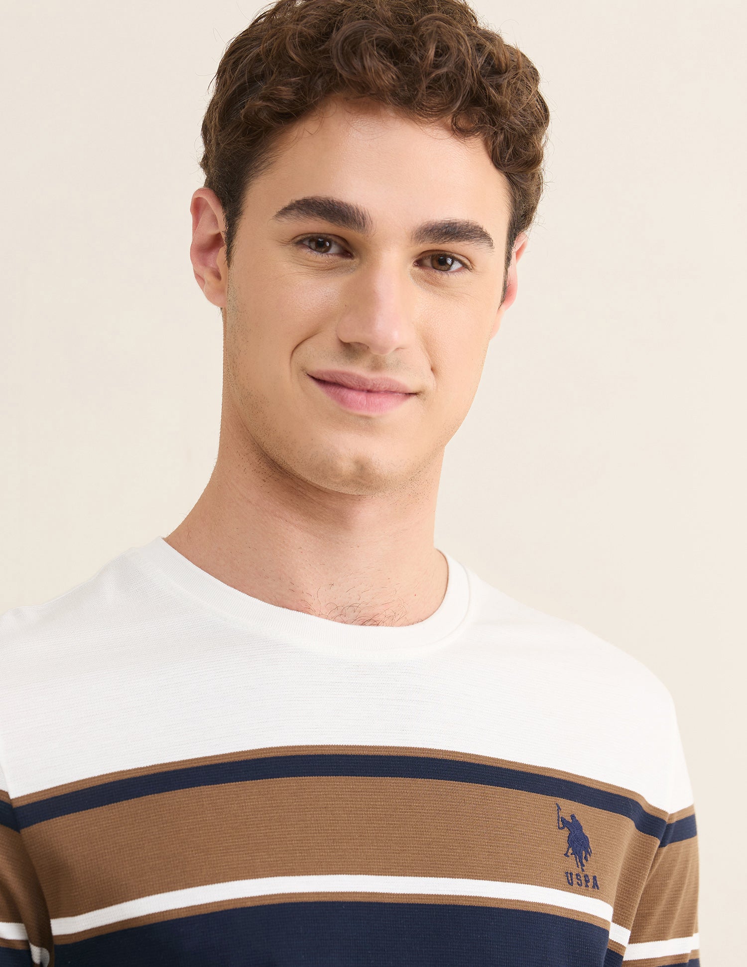Horizontal Striped Slim Fit T-Shirt Brown - U.S. Polo Assn. India | Large