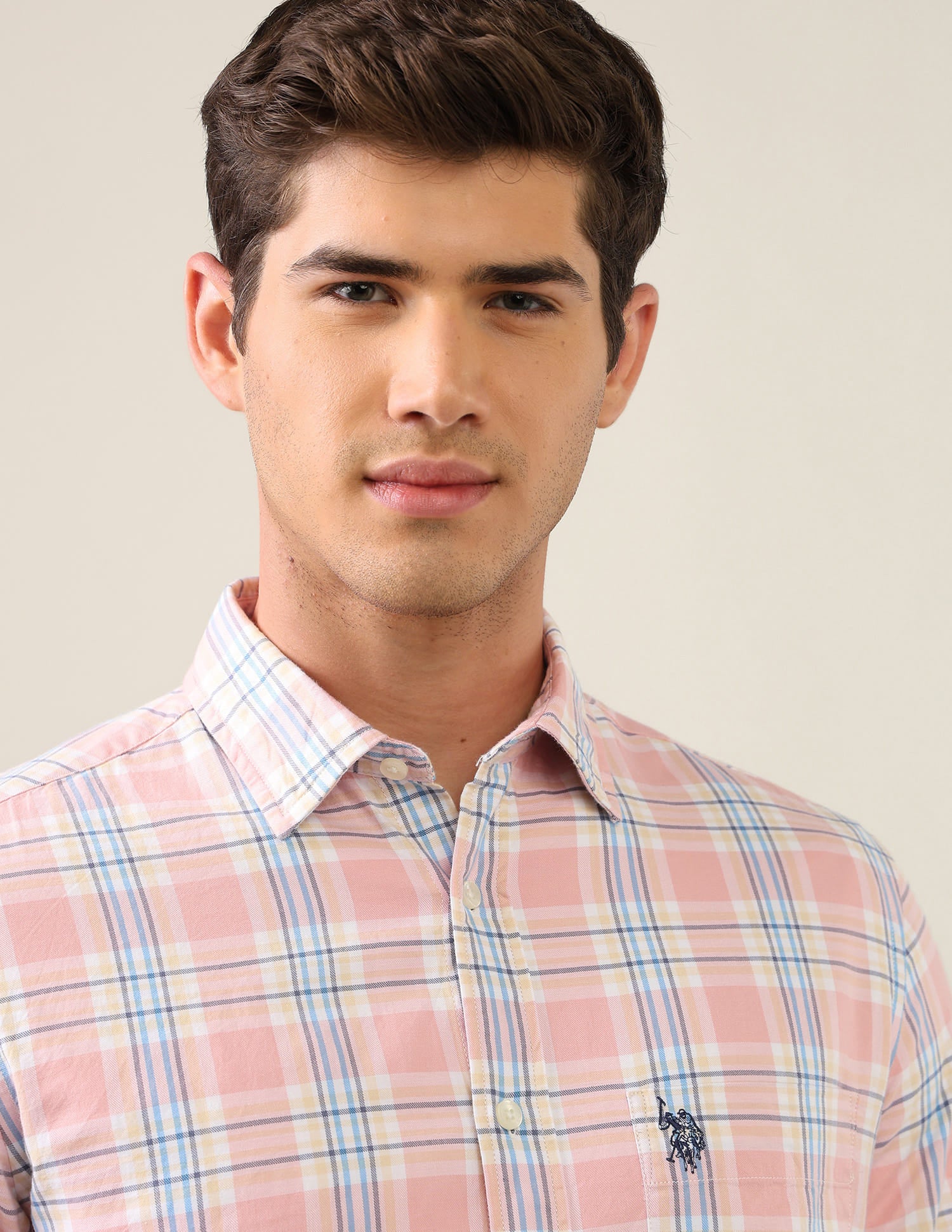 Twill Grid Tattersall Checked Shirt Orange - U.S. Polo Assn. India | Large