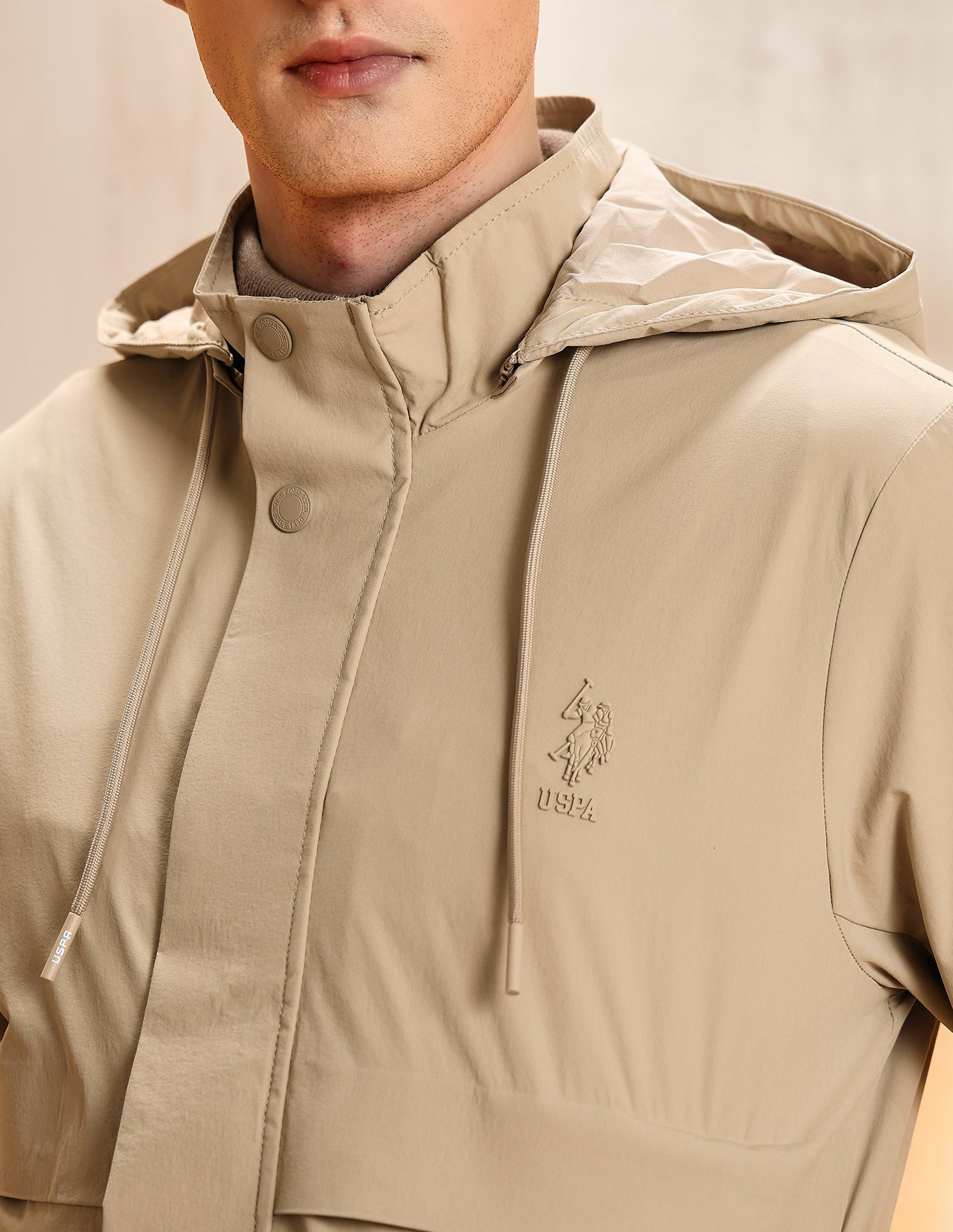 Detachable Hood Legend Of Horseshoe Jacket Beige - U.S. POLO ASSN. | Large