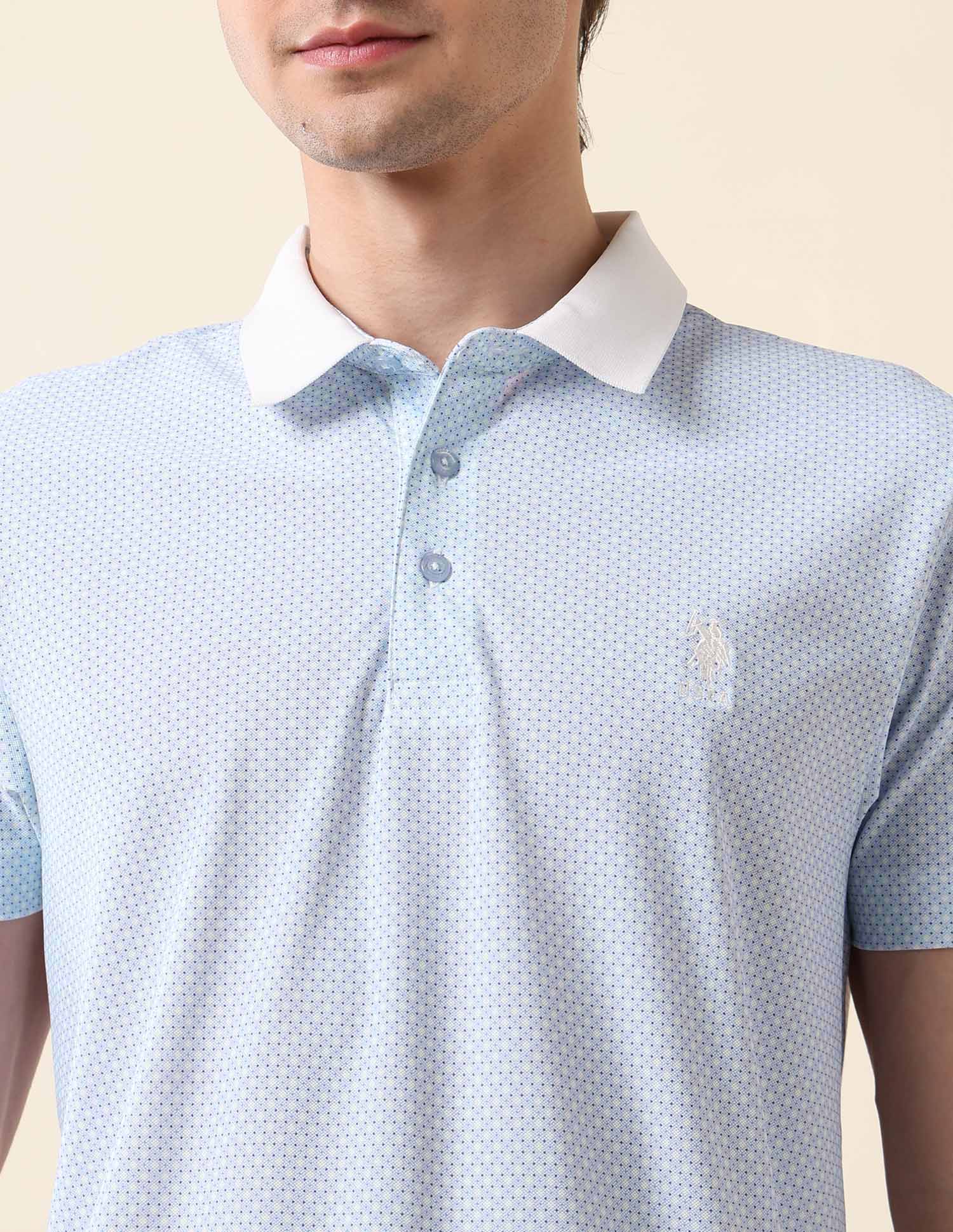 All-Over Printed Classic Polo Shirt White - U.S. Polo Assn. India | Large