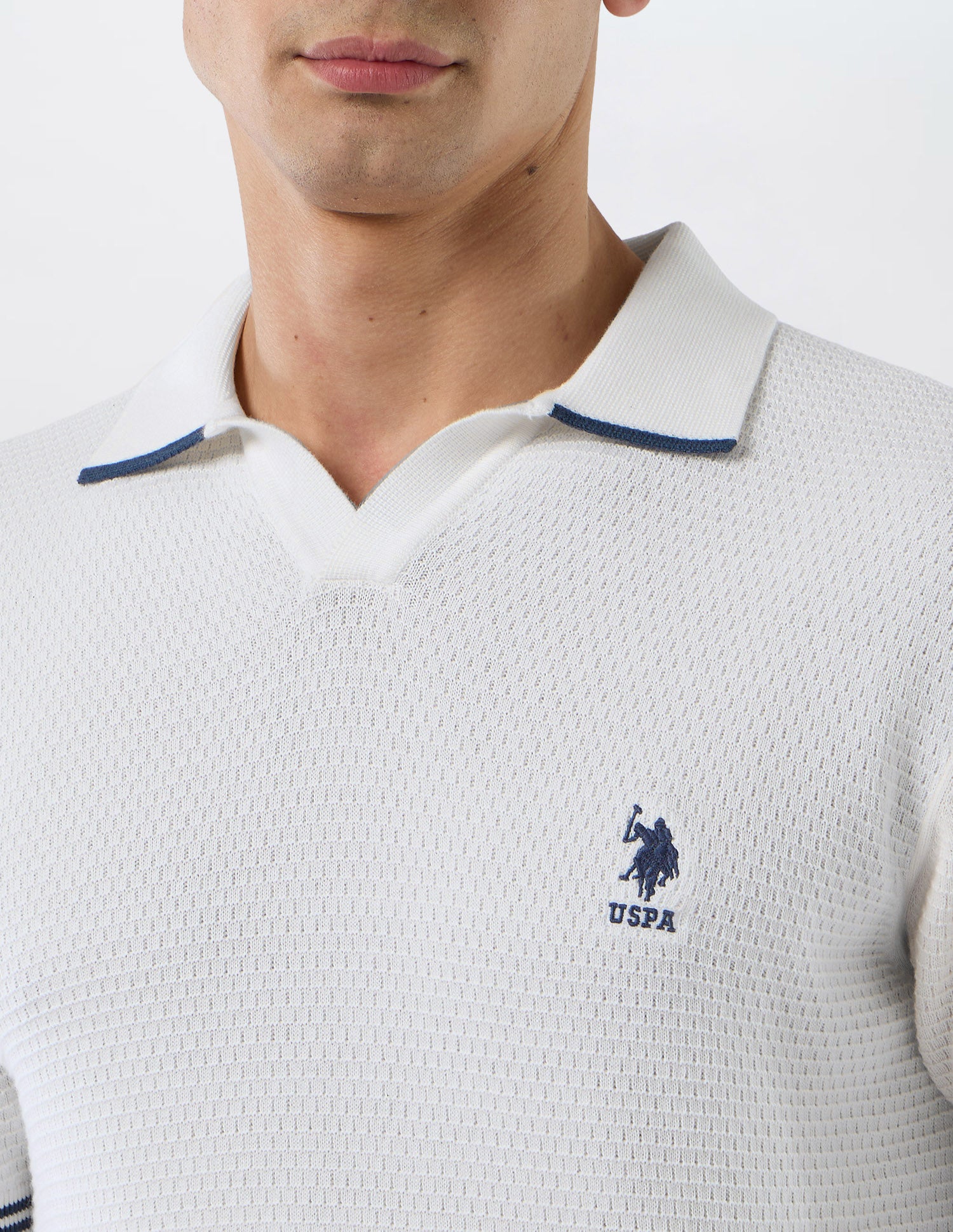 Slim Fit Textured Polo Shirt Off White - U.S. POLO ASSN. | Large