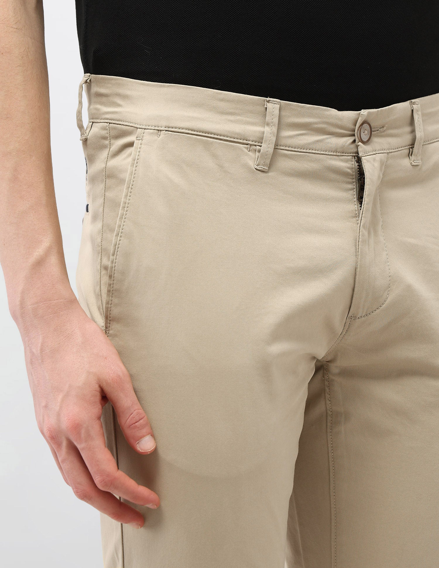 Austin Slim Fit Satin Trousers Light Khaki - U.S. Polo Assn. India | Large
