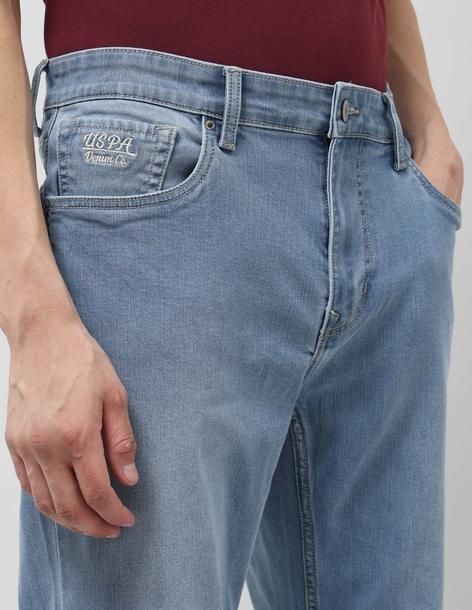 Harold Slim Straight Fit Blue Jeans Light Indigo - U.S. POLO ASSN. | Large