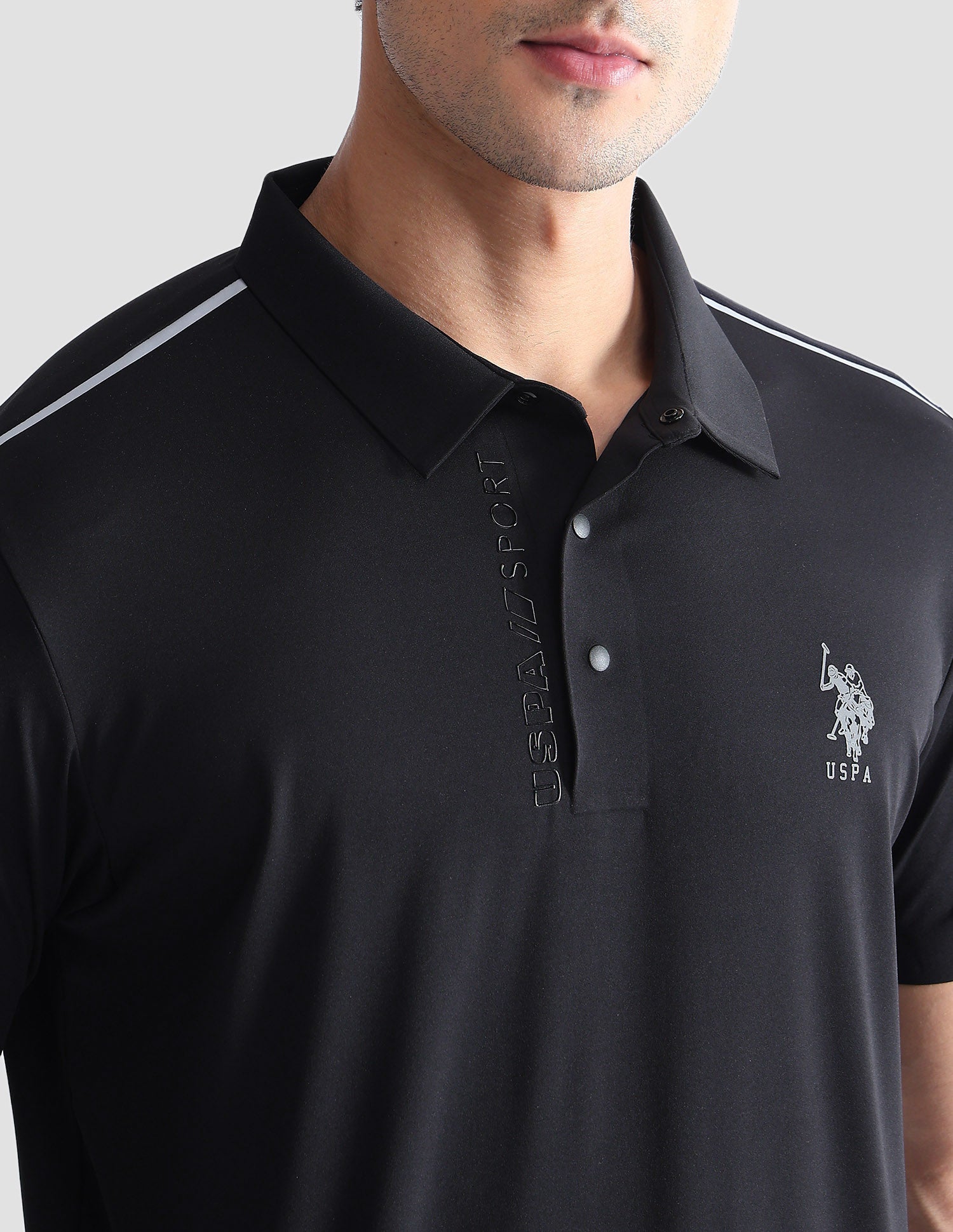 Solid Regular Fit Active Polo Shirt Black - U.S. POLO ASSN. | Large