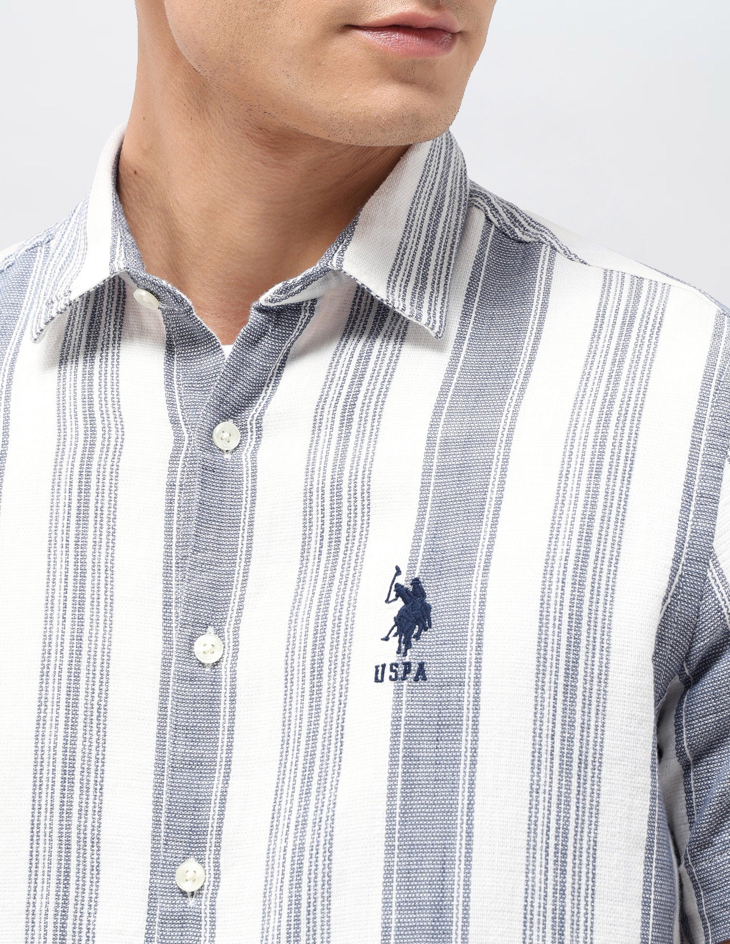 Dobby Vertical Striped Shirt Navy - U.S. Polo Assn. India | Large