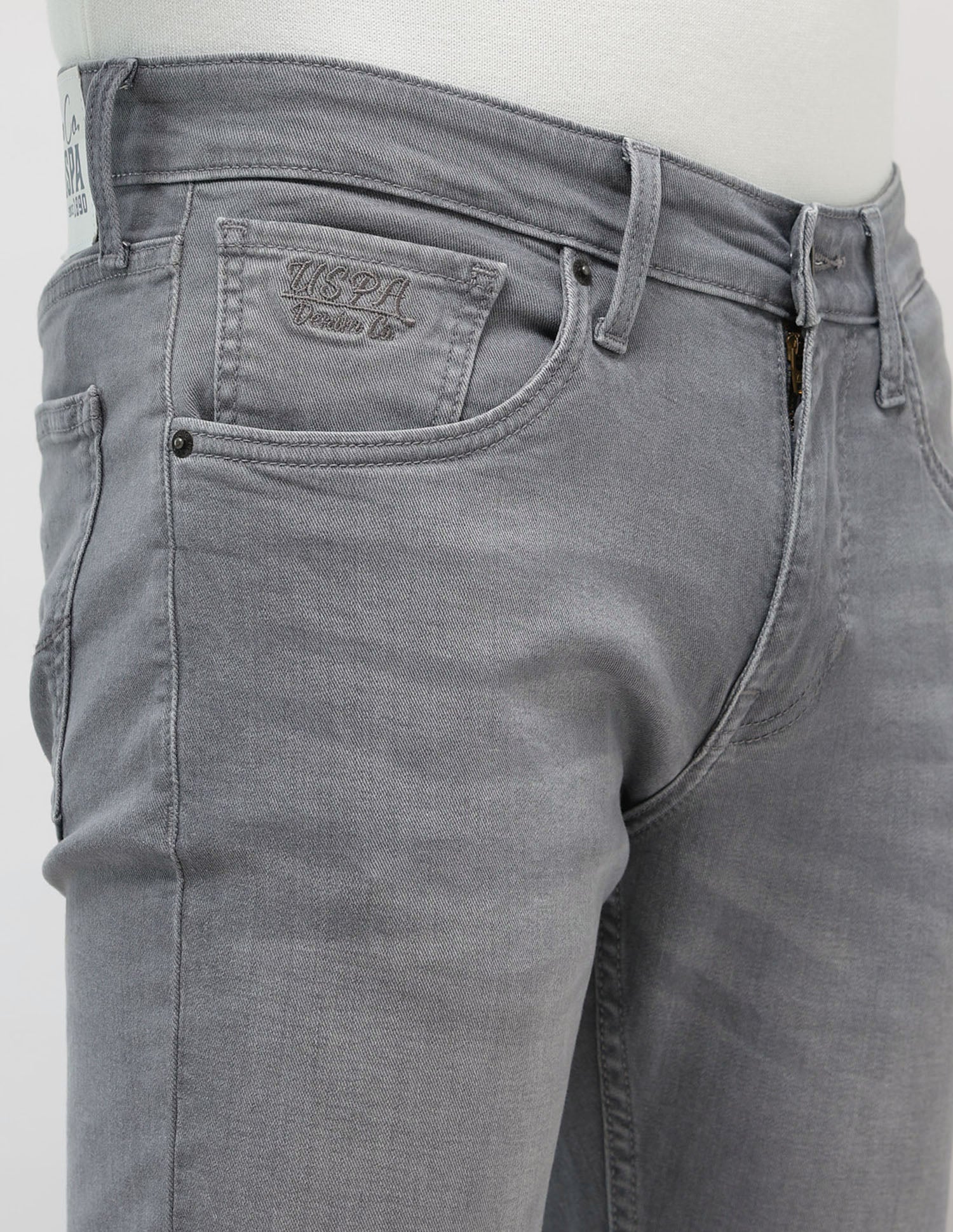 Brandon Slim Tapered Fit Grey Jeans Mid Grey - U.S. POLO ASSN. | Large