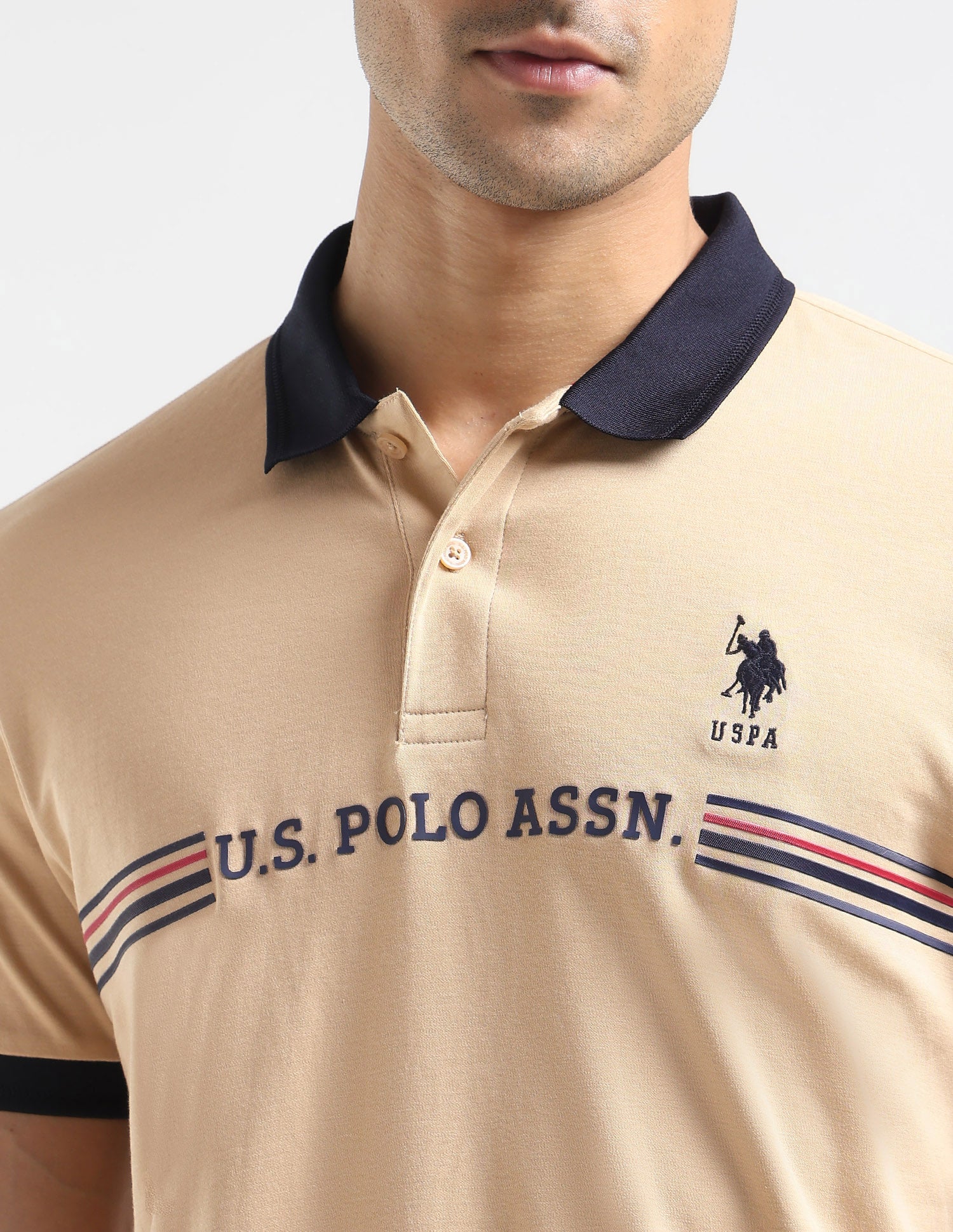 Brand Embossed Regular Fit Polo Shirt Light Brown - U.S. POLO ASSN. | Large