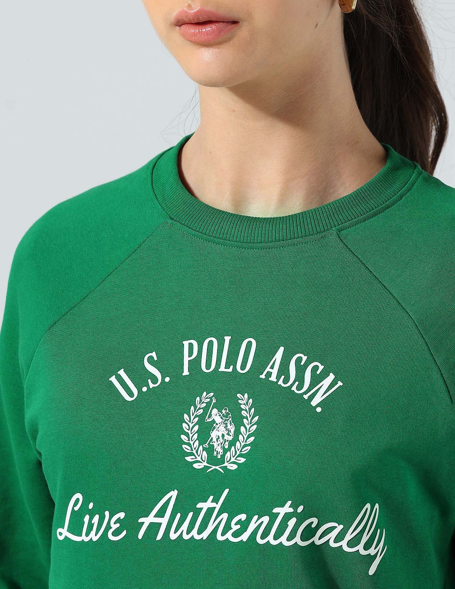 Brand Embroidered Sweatshirt Bright Green - U.S. POLO ASSN. | Large