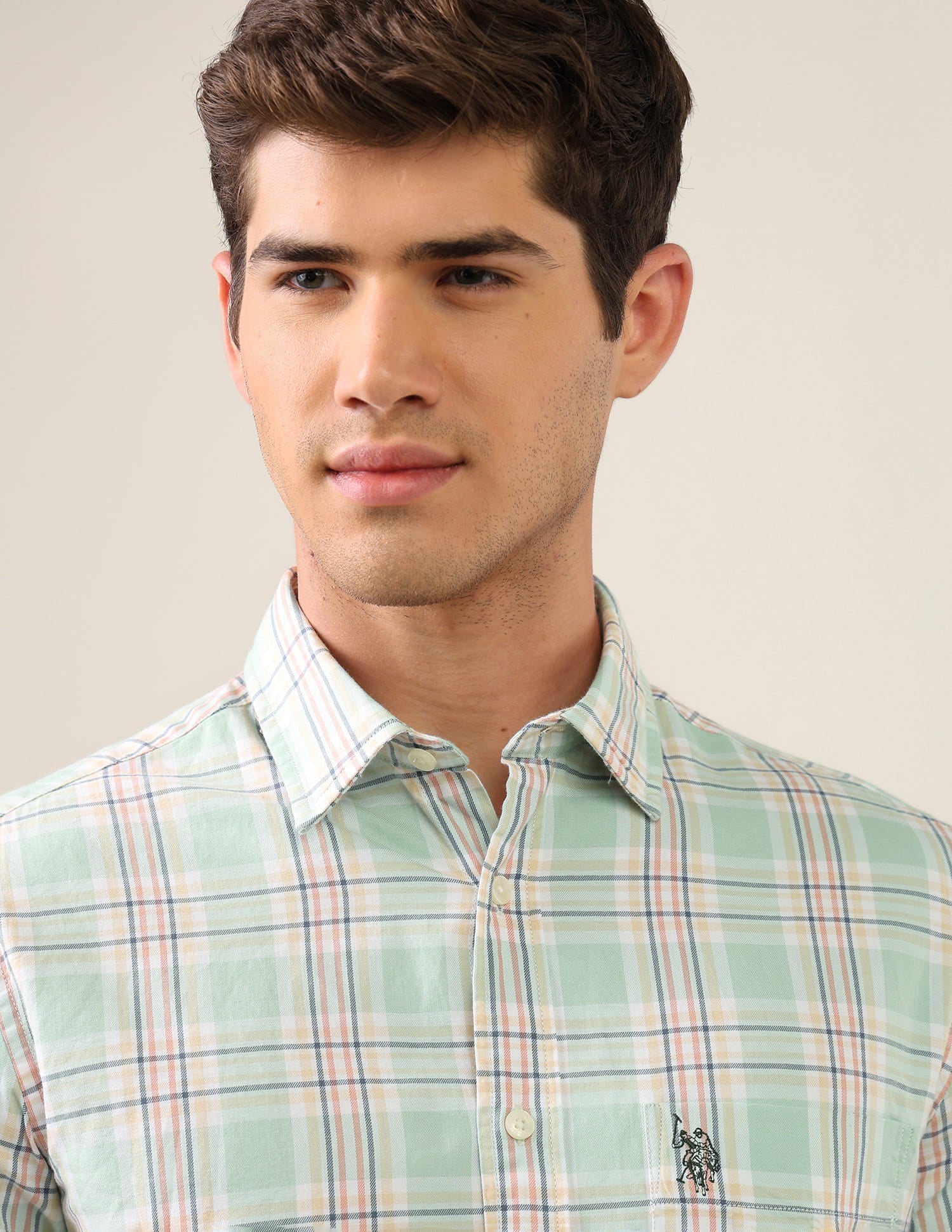 Twill Grid Tattersall Checked Shirt Green - U.S. Polo Assn. India | Large