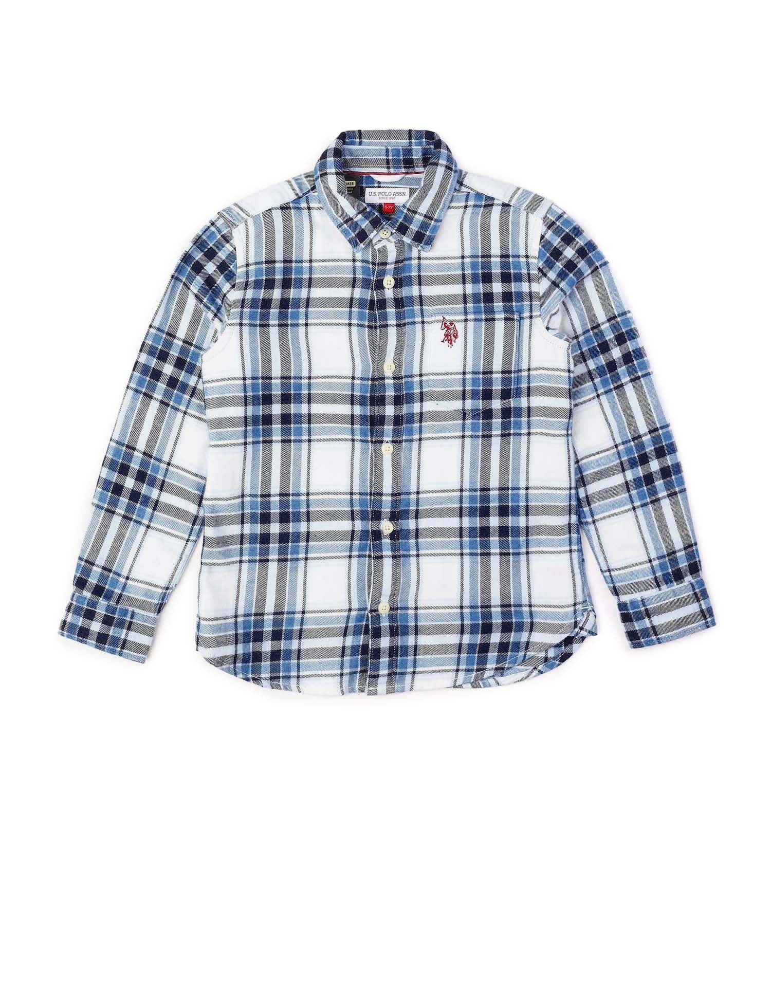 Boys Tartan Checked Twill Shirt Indigo - U.S. POLO ASSN. | Large