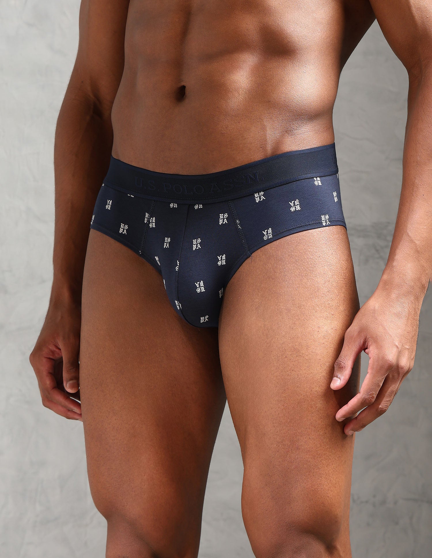 Low Rise Printed OEB16 Briefs - Pack Of 3 Navy, White and Stargazer - U.S. POLO ASSN. | Large