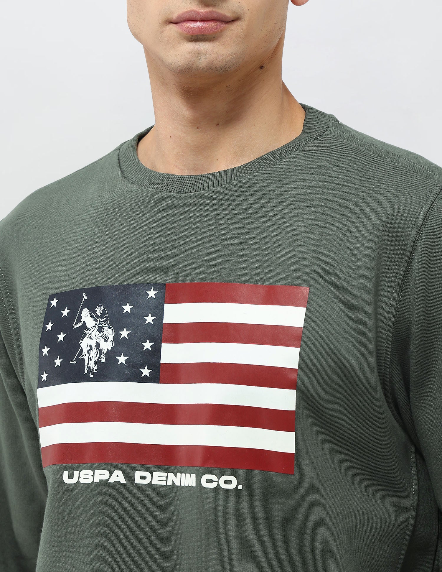 Graphic Printed Regular Fit Sweatshirt Olive - U.S. POLO ASSN. | Large