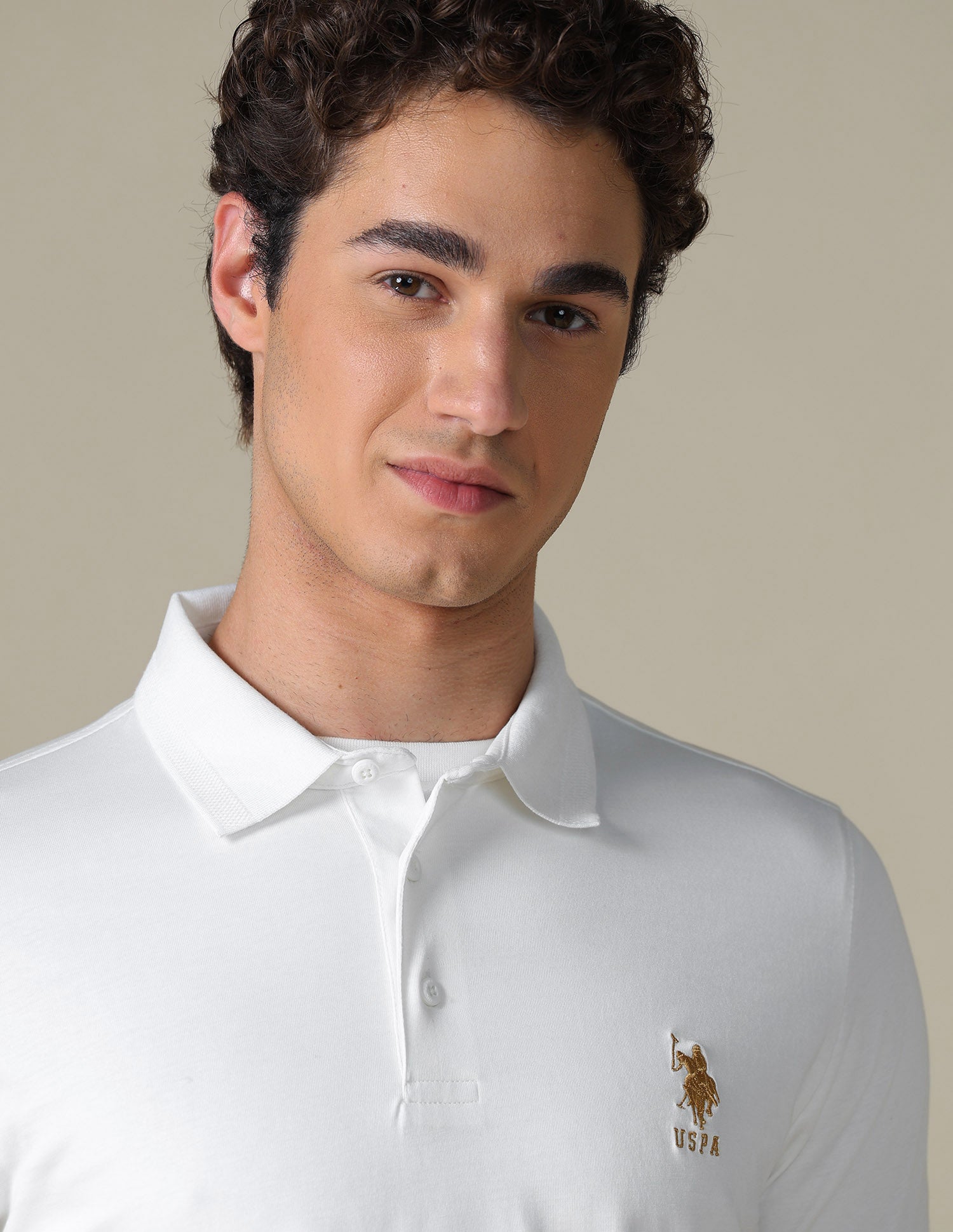 Solid Regular Fit Polo Shirt Ivory - U.S. Polo Assn. India | Large