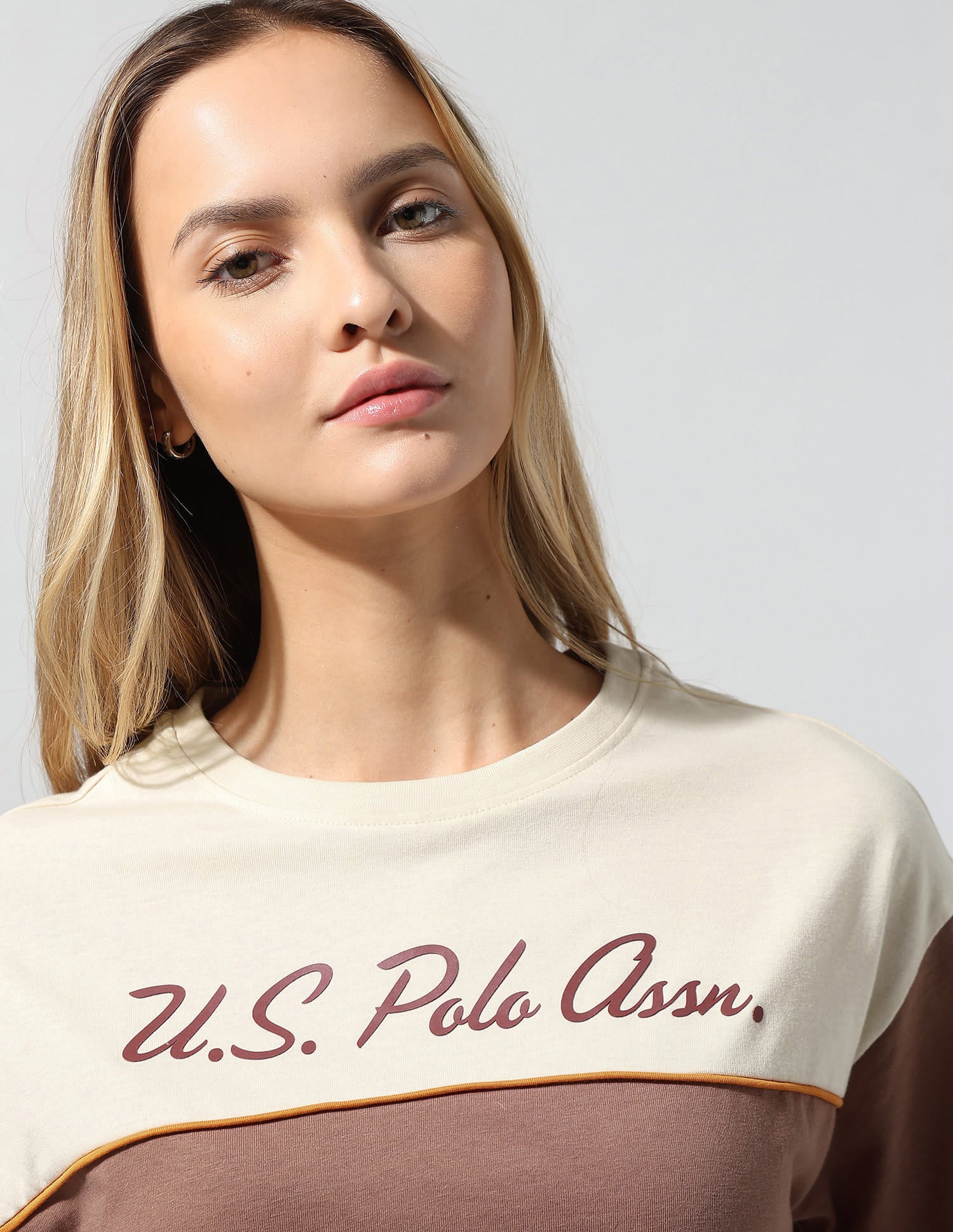 Colourblocked Relaxed T-Shirt Brown - U.S. Polo Assn. India | Large