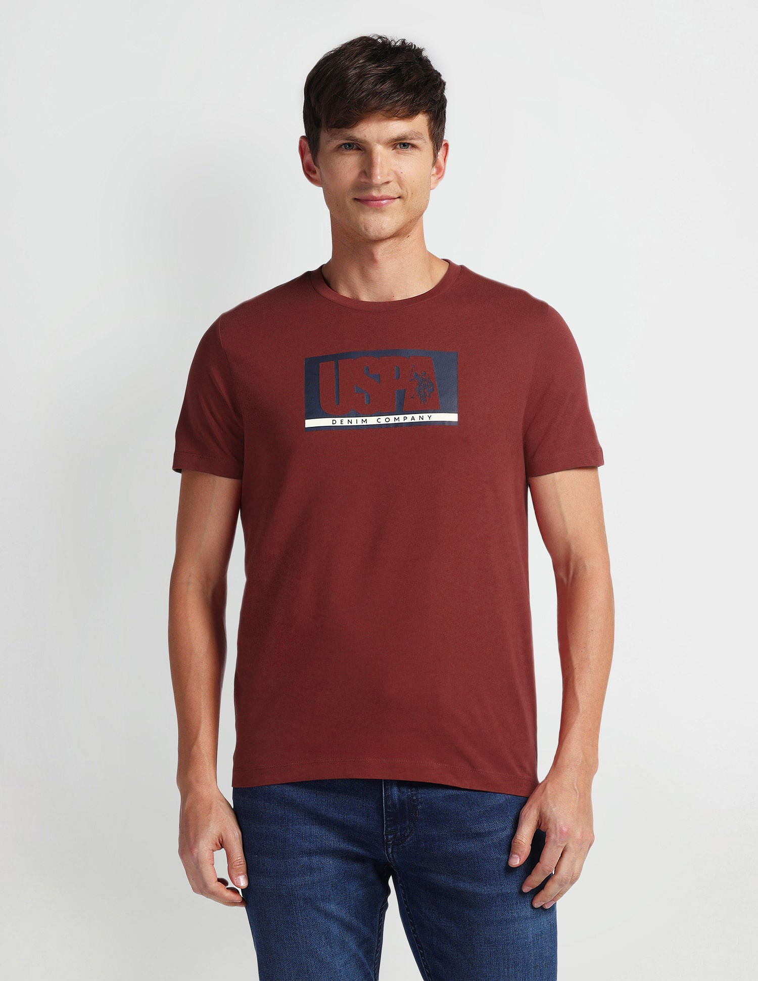 Brand Print Crew Neck T-Shirt Red - U.S. Polo Assn. India | Large