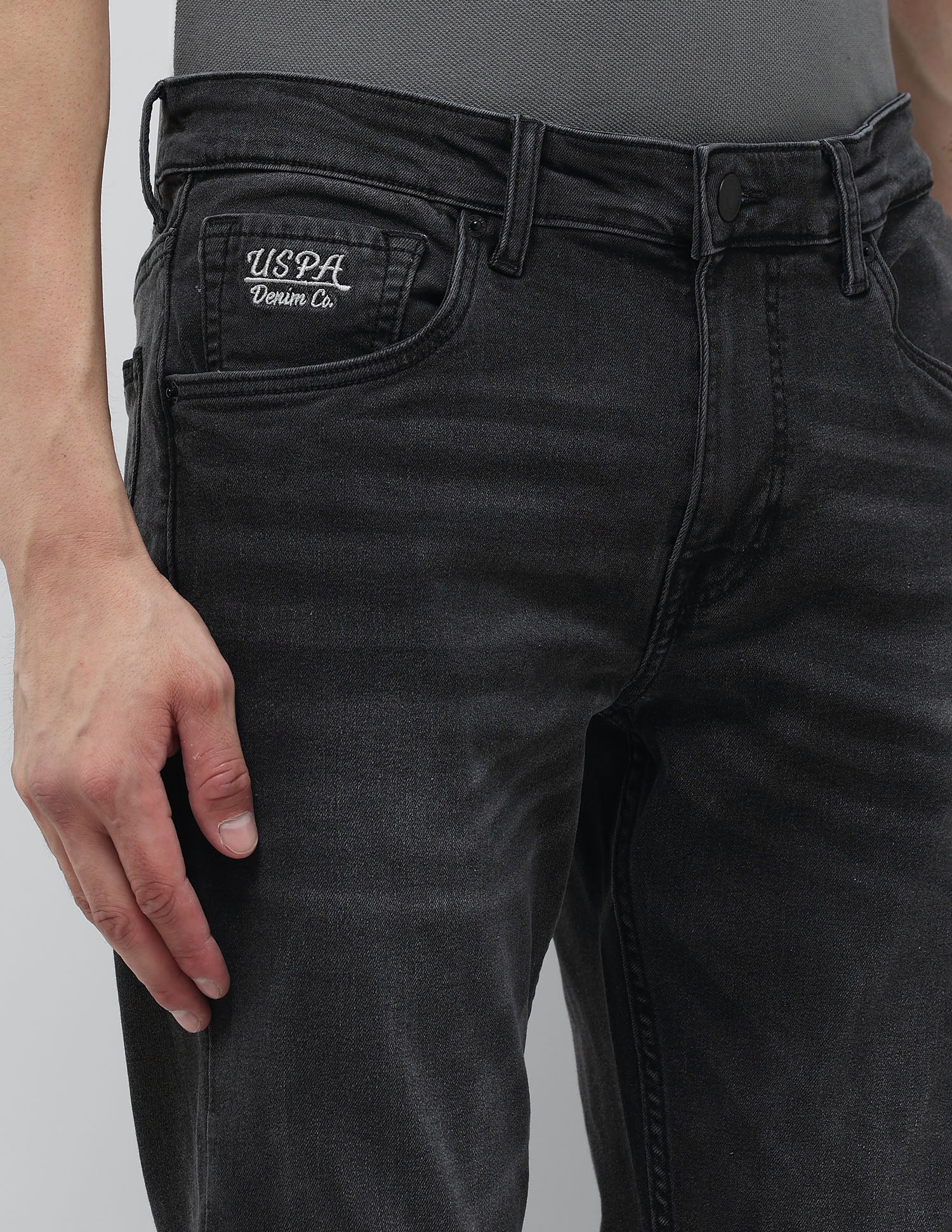 Brandon Slim Tapered Fit Whiskered Jeans Black - U.S. POLO ASSN. | Large