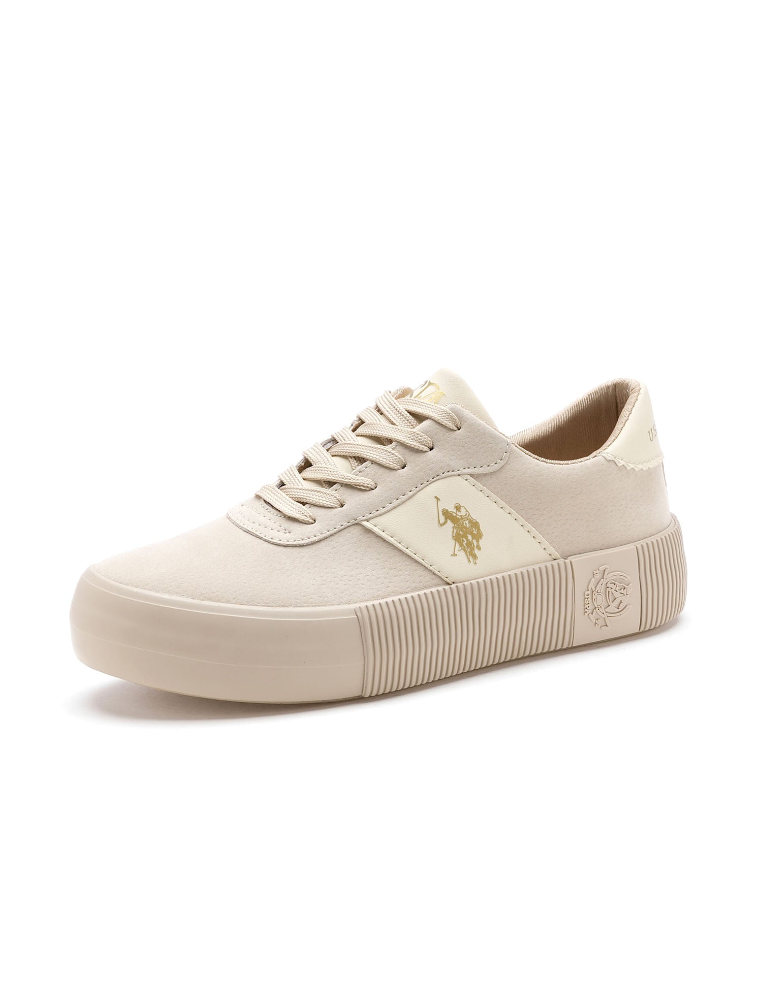 U.S. Polo Assn. Women Cordela 3.0 Round Toe Lace-Ups Sneakers Beige - U.S. POLO ASSN. | Large