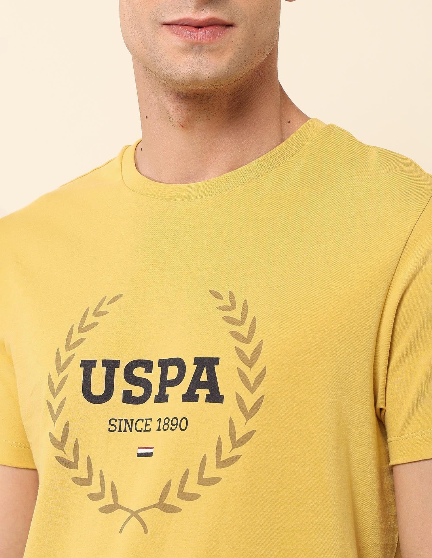 Slim Fit Brand Printed T-Shirt Mustard - U.S. Polo Assn. India | Large