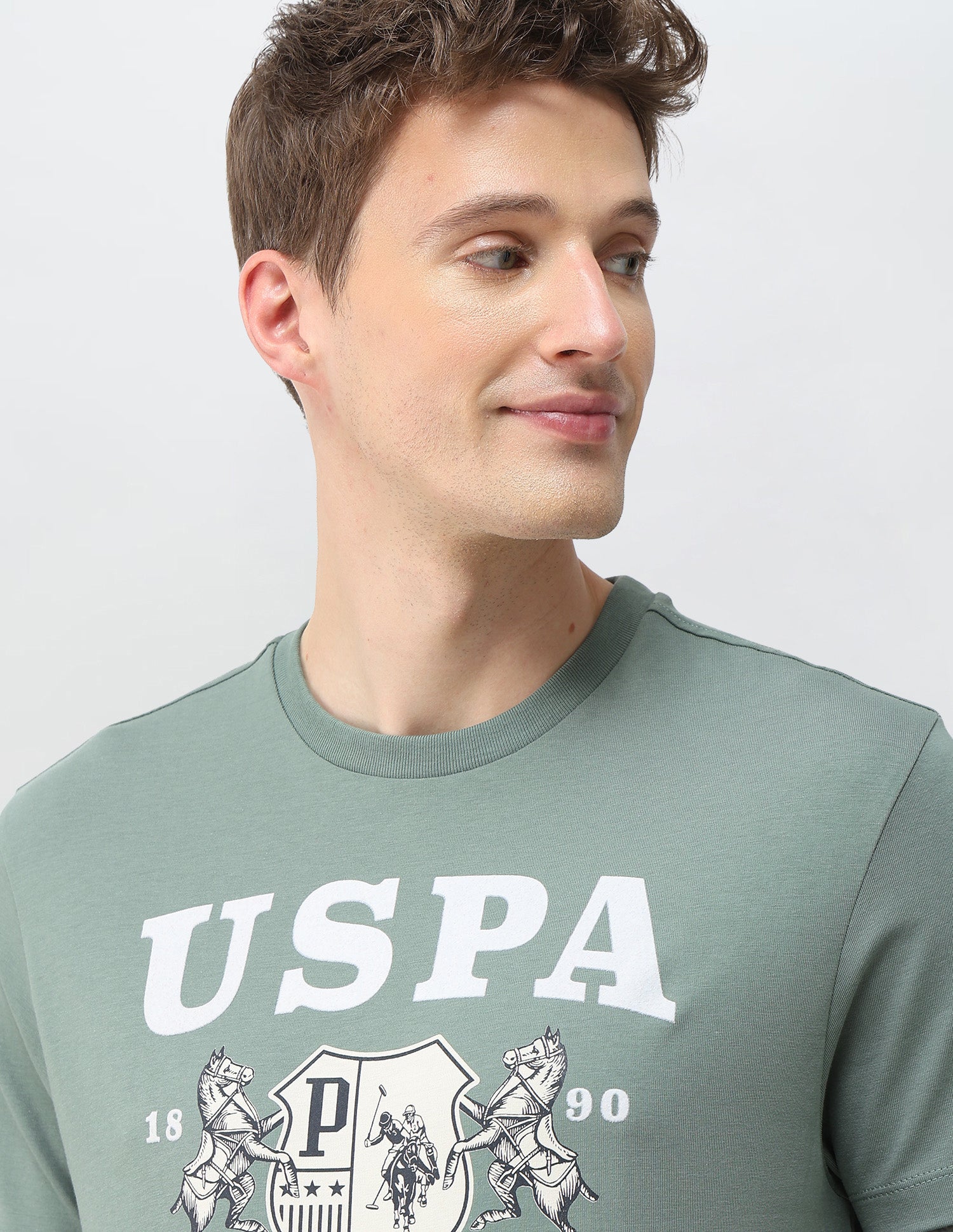Graphic Brand Printed Slim Fit T-Shirt Light Green - U.S. Polo Assn. India | Large