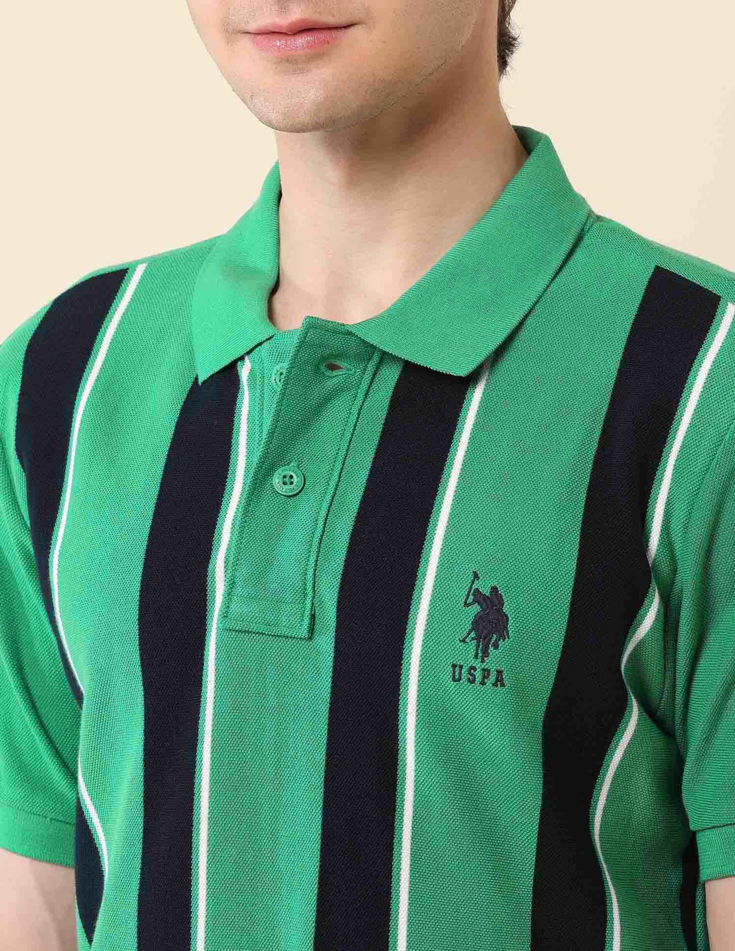 Vertical Striped Classic Polo Shirt Green - U.S. Polo Assn. India | Large