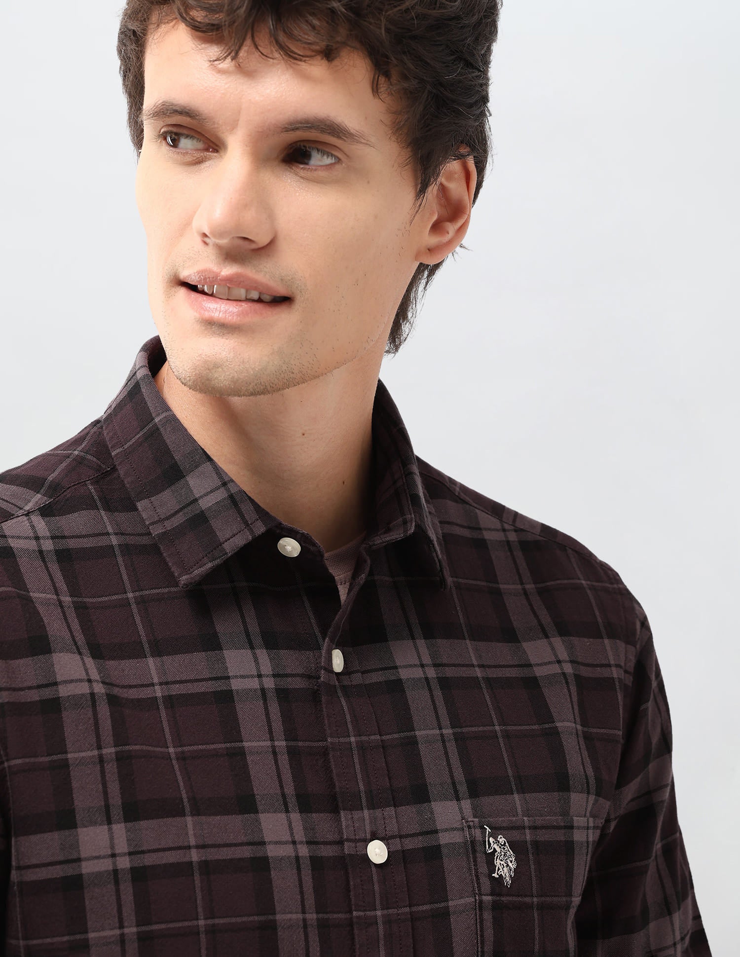 Plaid check Tailored Fit Shirt Brown - U.S. Polo Assn. India | Large