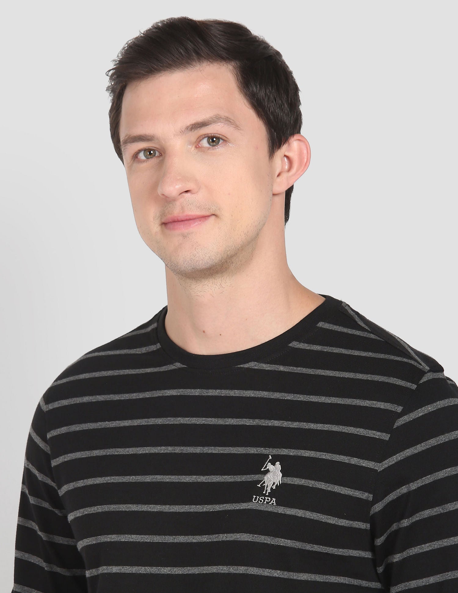 Crew Neck Stripe I689 Lounge T-Shirt - Pack Of 1 Black Anthra Melange - U.S. POLO ASSN. | Large