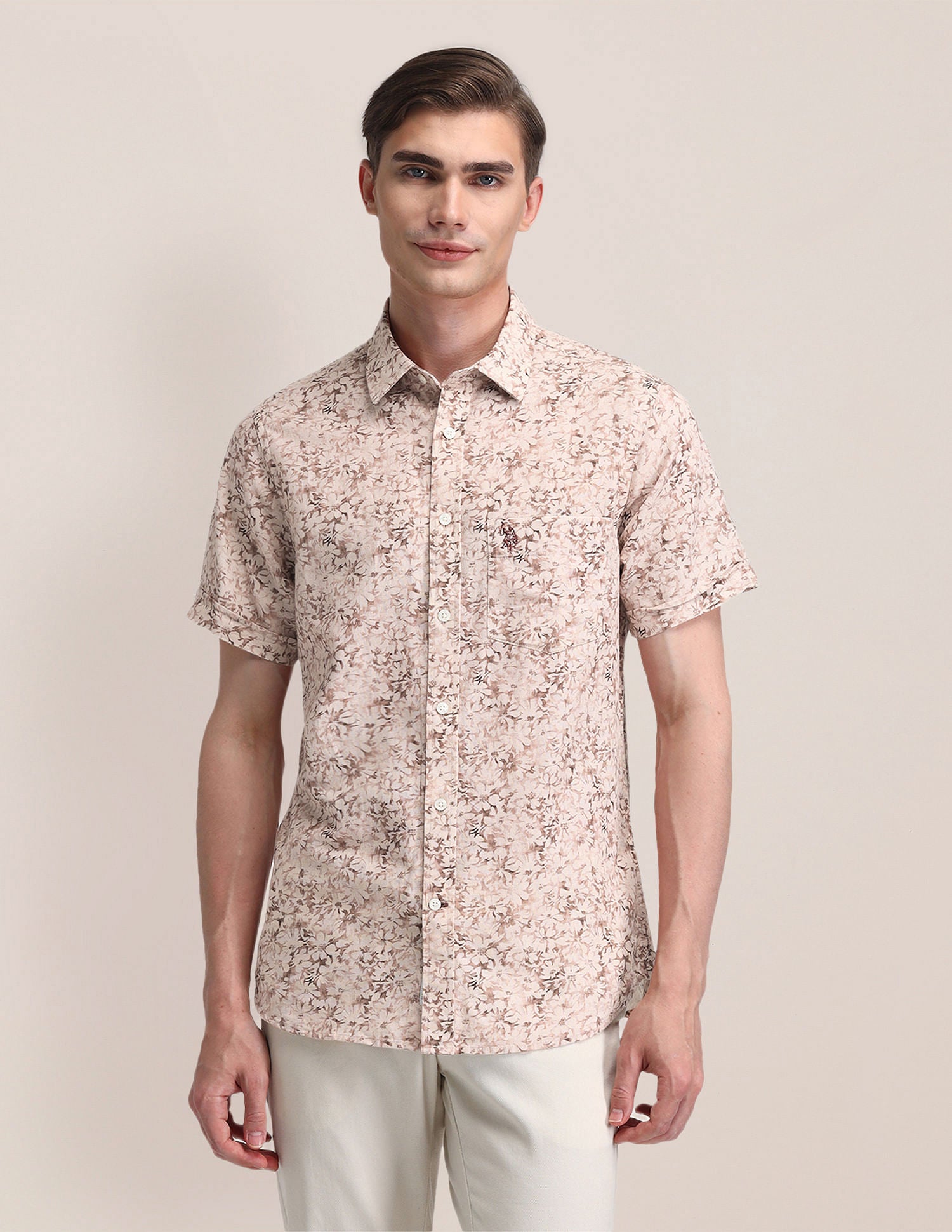Tailored Fit Printed Shirt Pink - U.S. Polo Assn. India | Large
