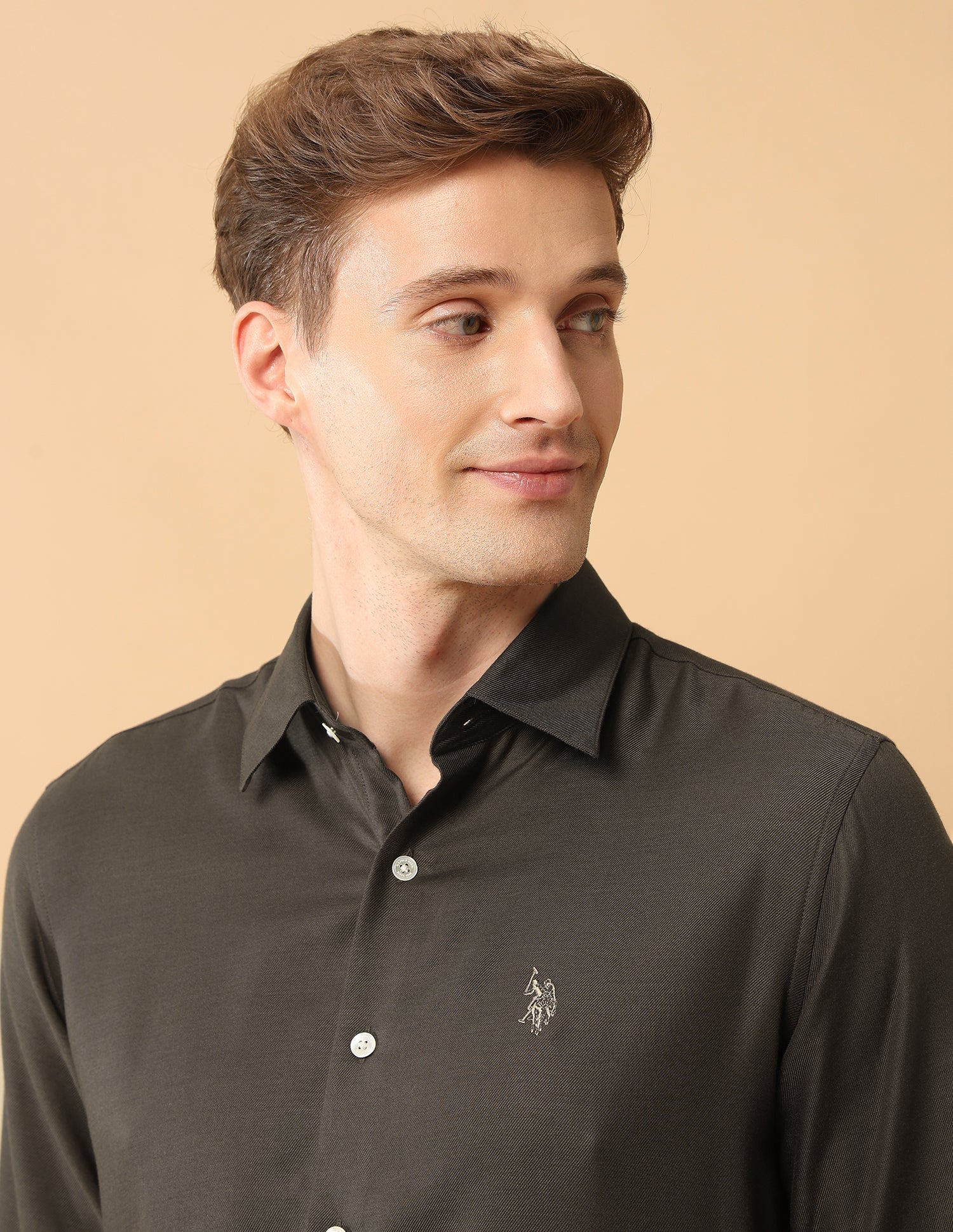 Pacho X Twill Tailored Fit Shirt Choco - U.S. Polo Assn. India | Large
