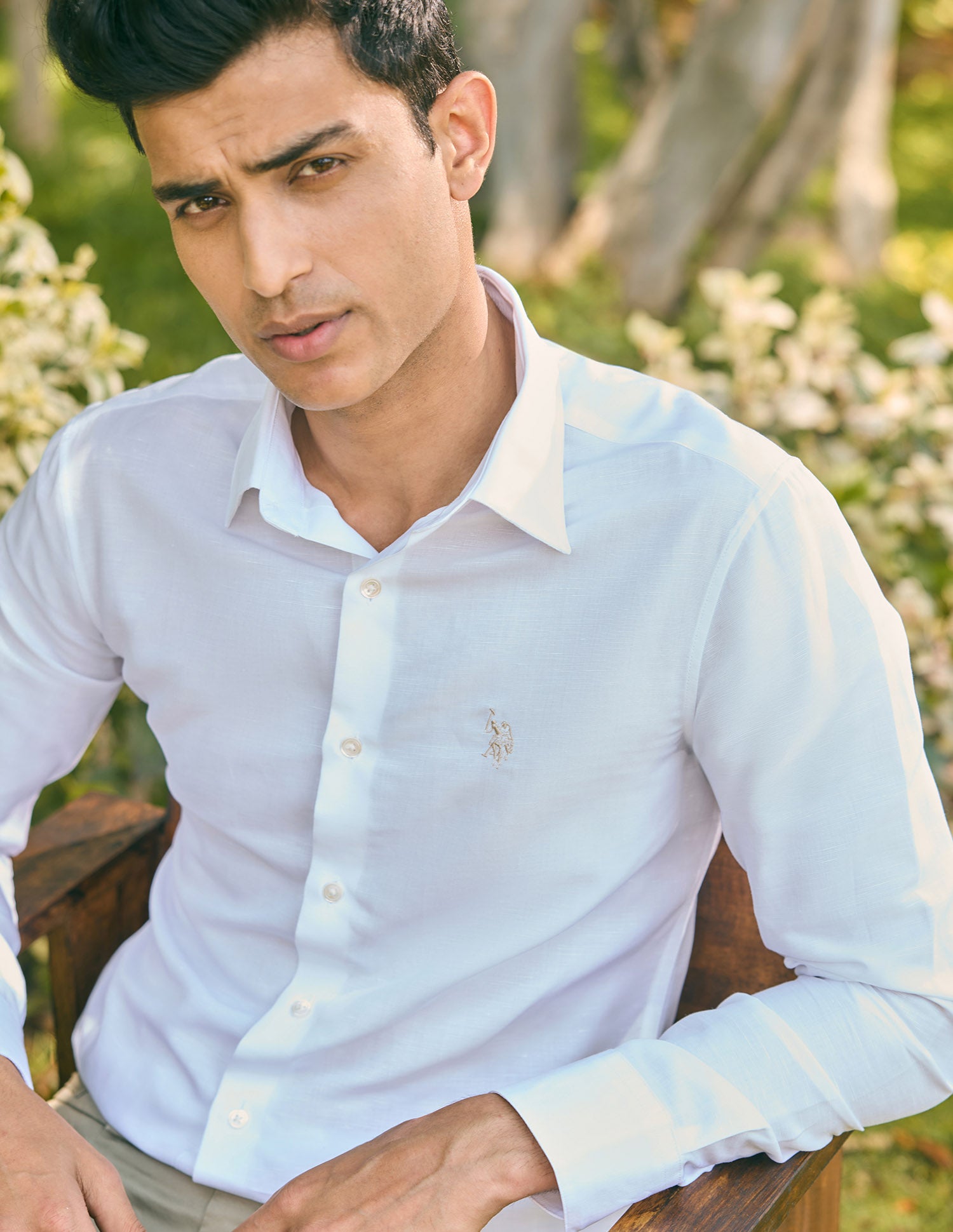 Pacho X Tailored Fit Solid Shirt White - U.S. POLO ASSN. | Large