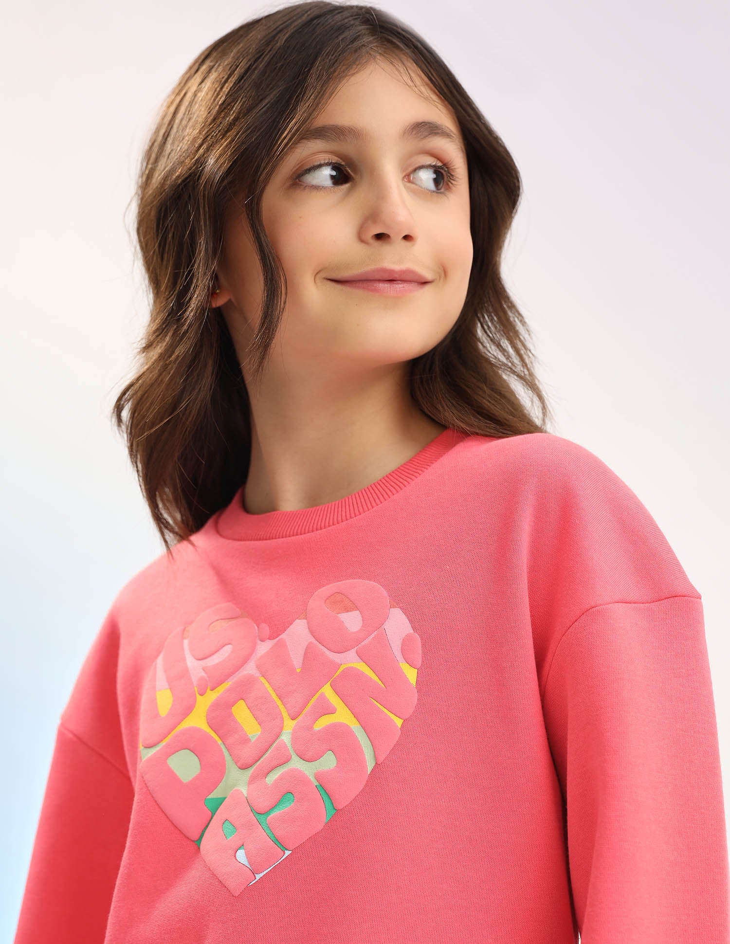 Brand Printed Regular Fit Sweatshirt Coral - U.S. POLO ASSN. | Large