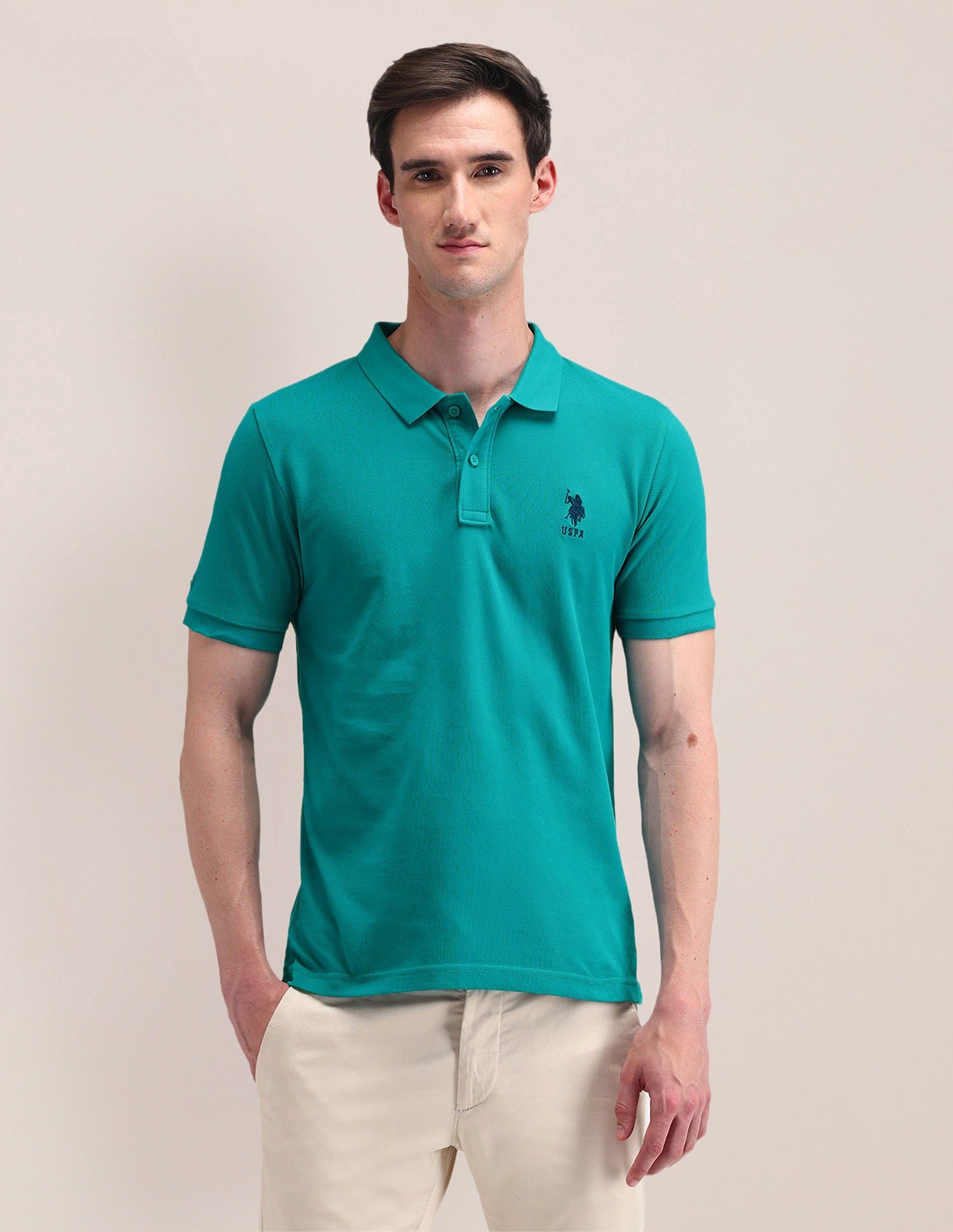 Solid Slim Fit Polo Shirt Green - U.S. POLO ASSN. | Large